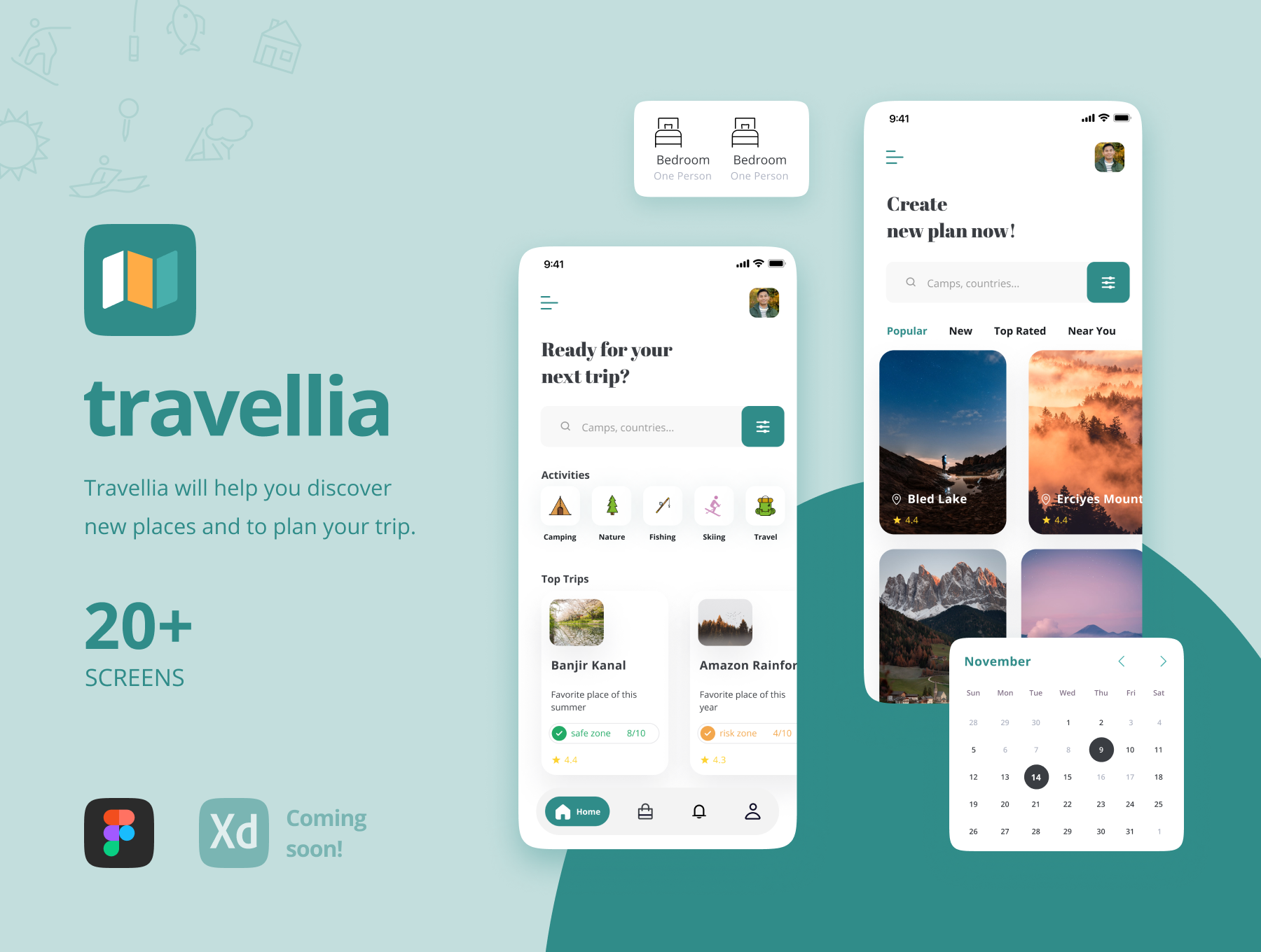 旅行目的地搜索APP软件界面设计UI套件 Travellia - Travel Destination Search UI Kit_img_2