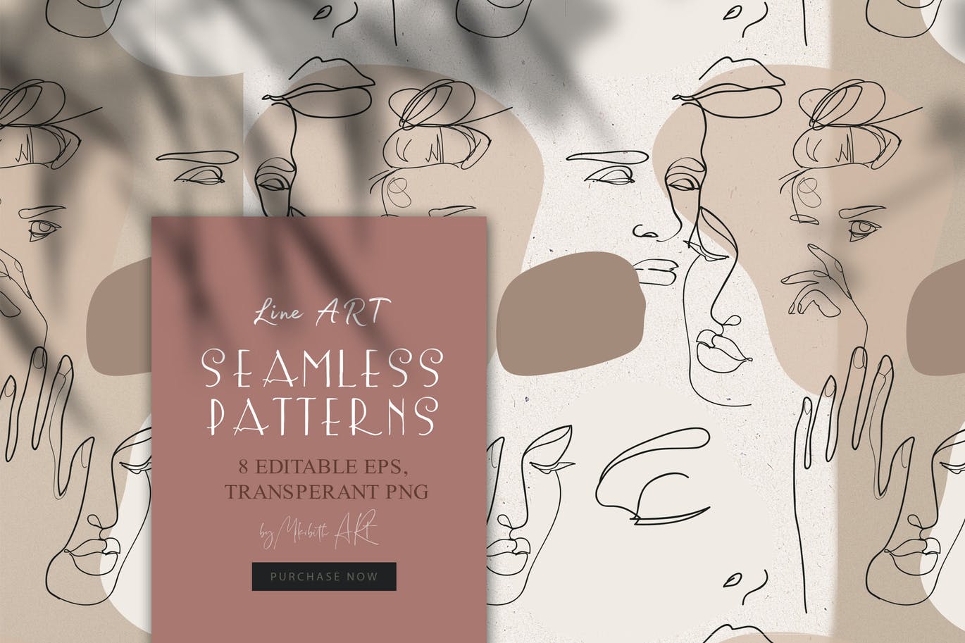 8个艺术线条无缝图案背景矢量设计素材 Line Art Seamless Patterns_img_2