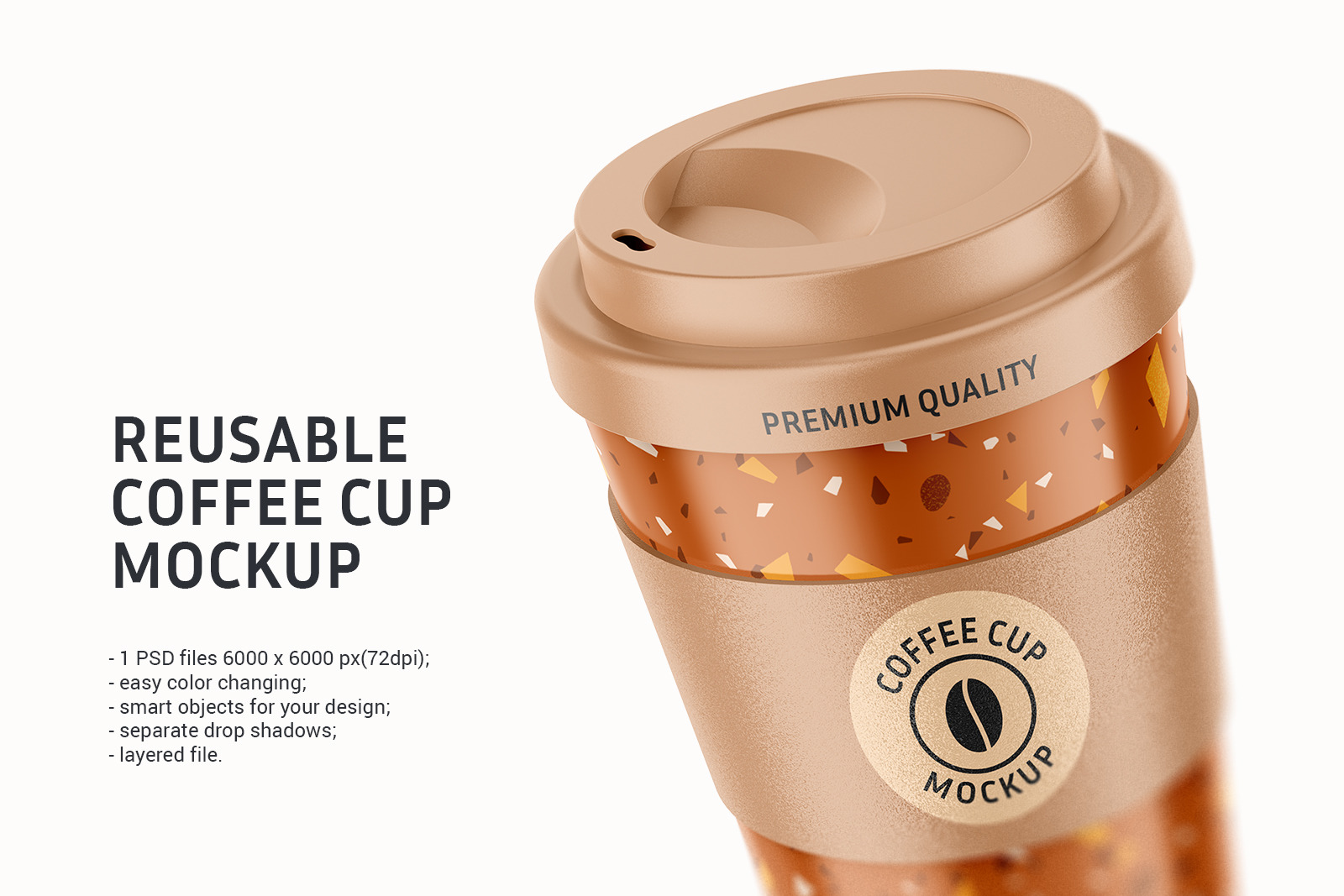 时尚一次咖啡外卖杯设计PS贴图样机素材 Reusable Coffee Cup Mockup_img_2