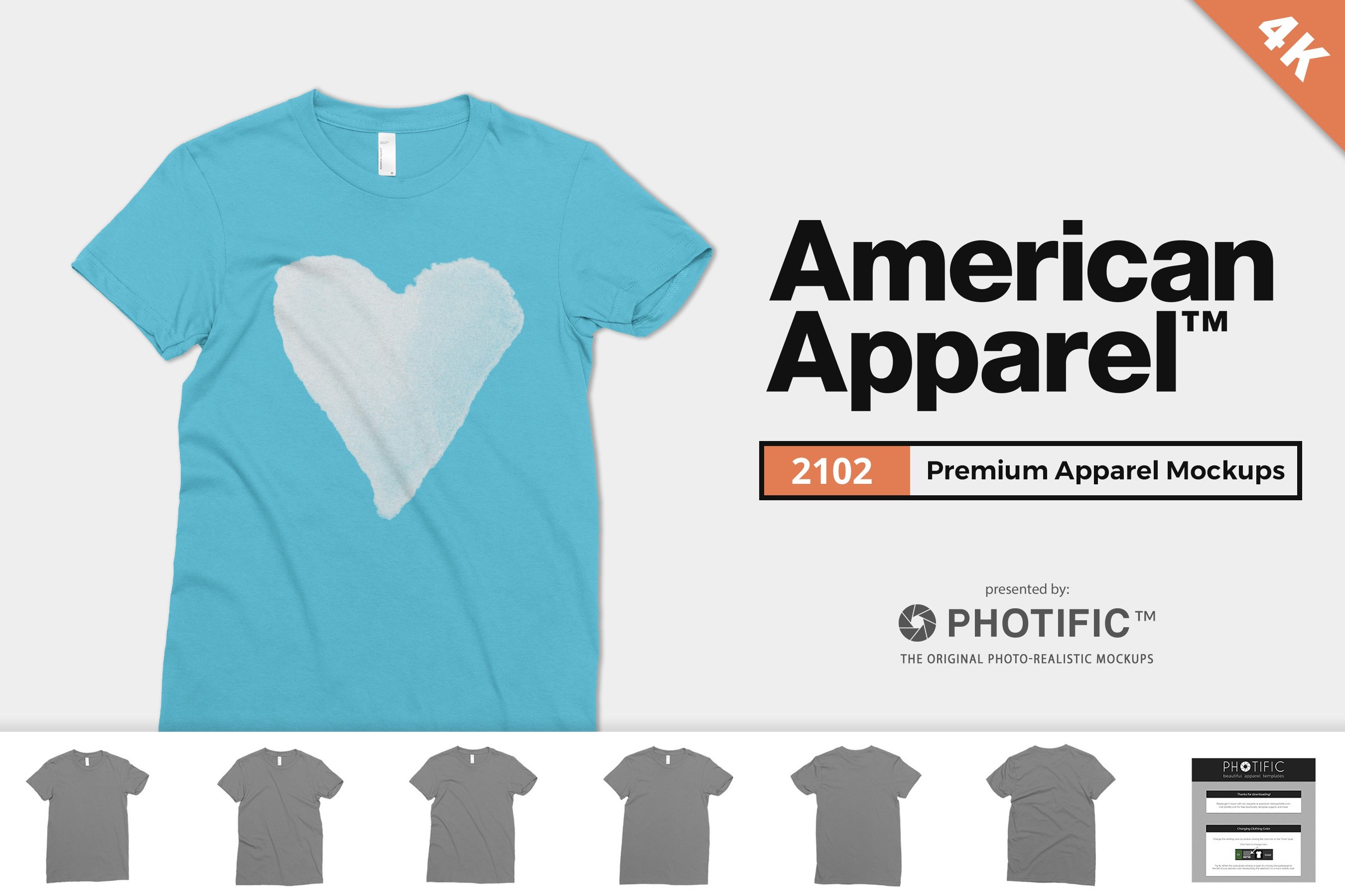 极简半袖T恤图案设计PS贴图样机素材 American Apparel 2102 Tee Mockups_img_2