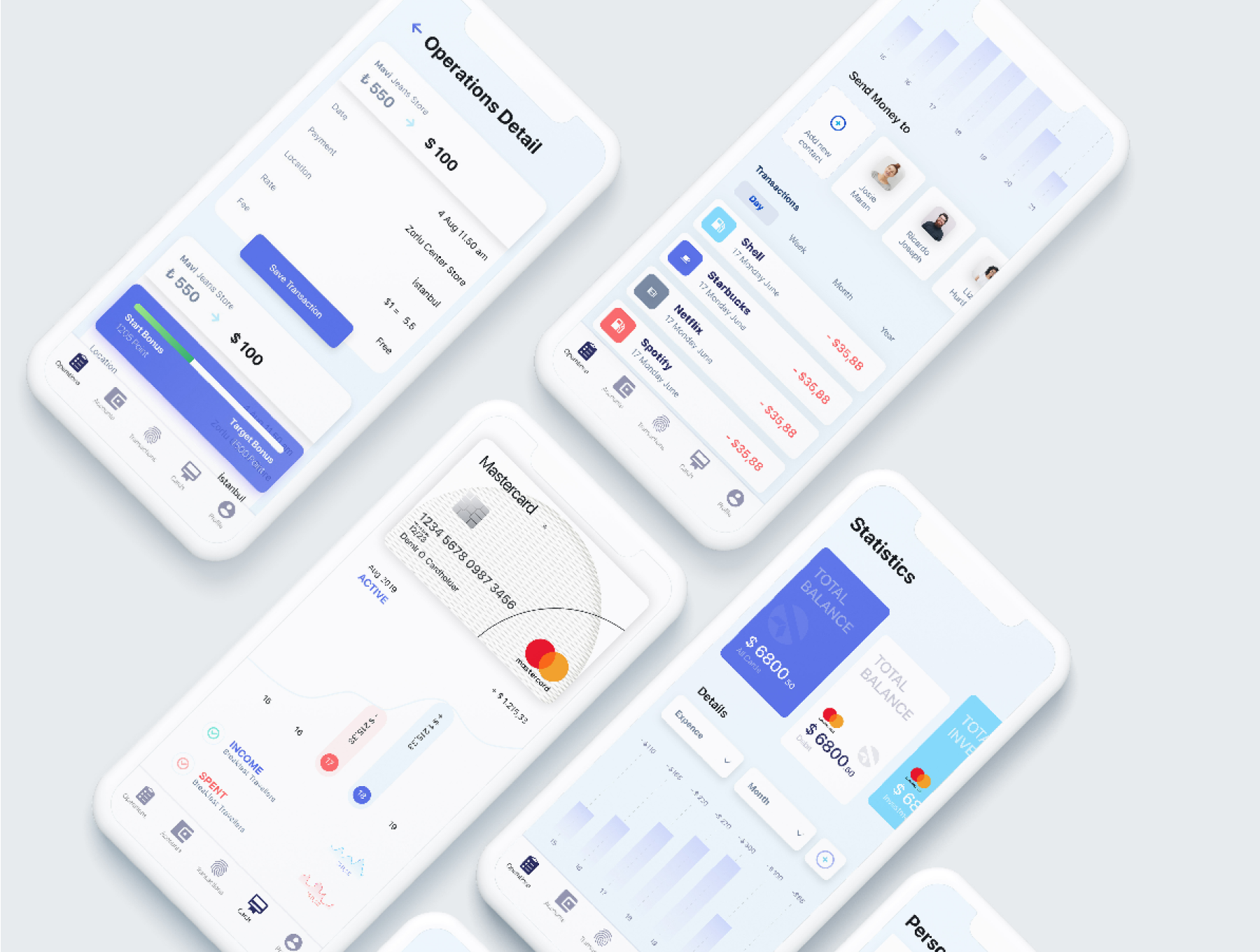 现代极简银行金融钱包APP应用界面设计UI套件 Liquid Wallet Finance Investment Payment iOS Mobile App UI Kit_img_2