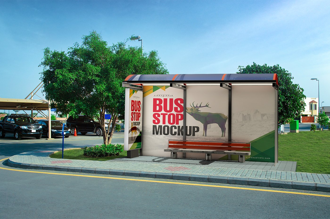 13个精美公交车站路边海报广告牌设计展示PSD样机模板 Outdoor Advertising Mockups Vol. 3_img_2