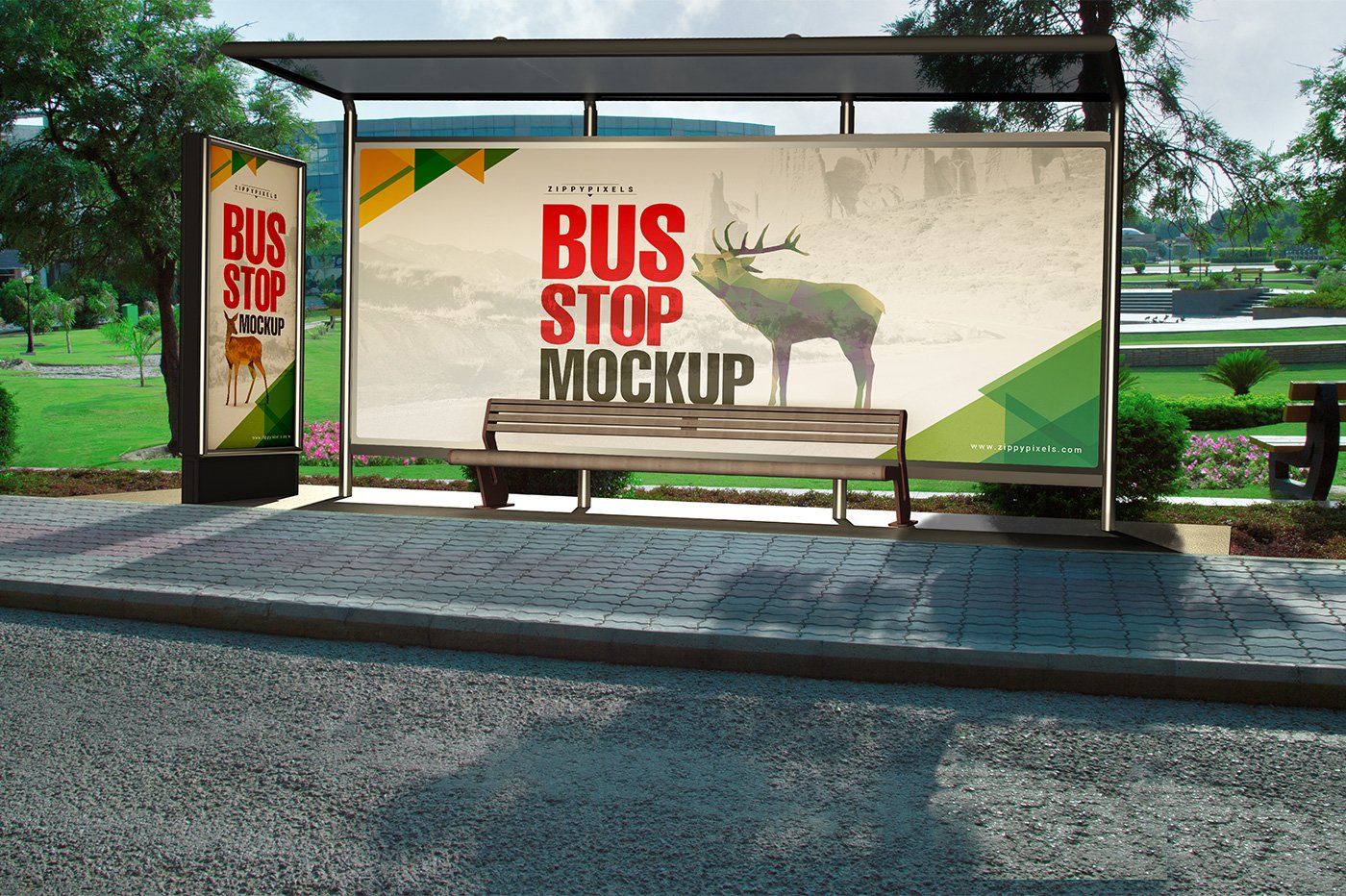 13个精美公交车站路边海报广告牌设计展示PSD样机模板 Outdoor Advertising Mockups Vol. 3_img_2