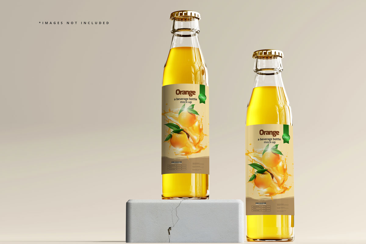 8款精致透明饮料汽水玻璃瓶标签设计PS智能贴图样机模板 Glass Beverage Bottle Mockup 3_img_2