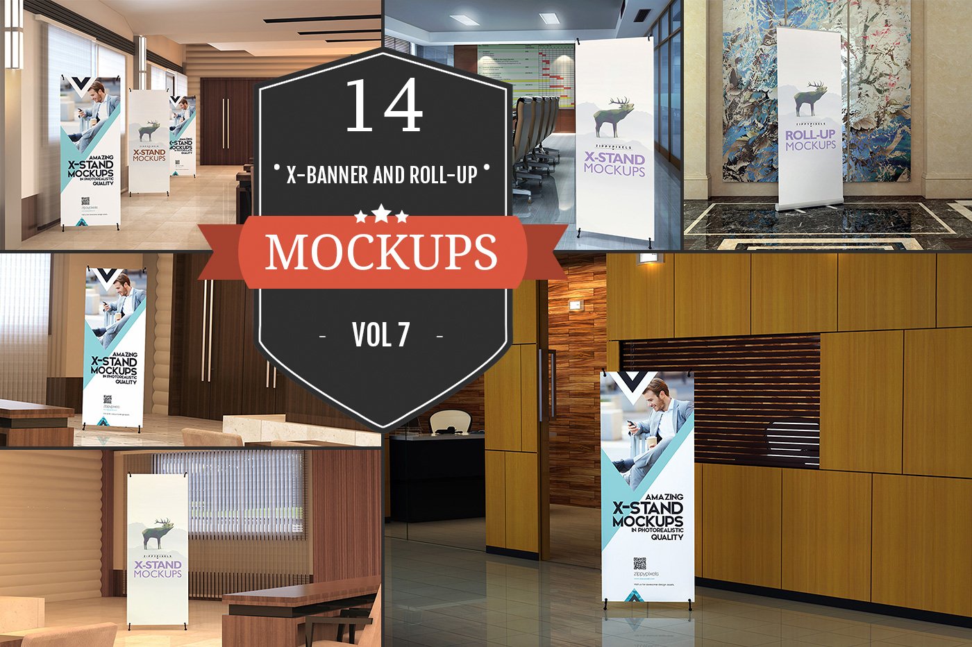 14个高品质X展架易拉宝设计PS智能贴图样机模板 XStand & Rollup Banner Mockups Vol.1_img_2