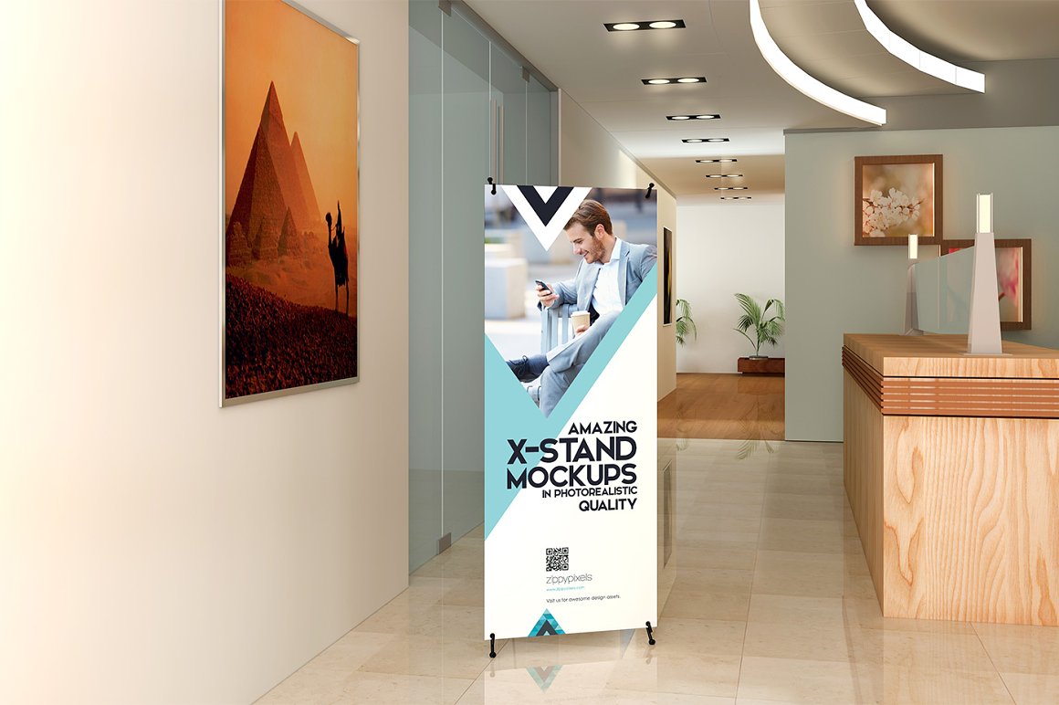 14个高品质X展架易拉宝设计PS智能贴图样机模板 XStand & Rollup Banner Mockups Vol.1_img_2