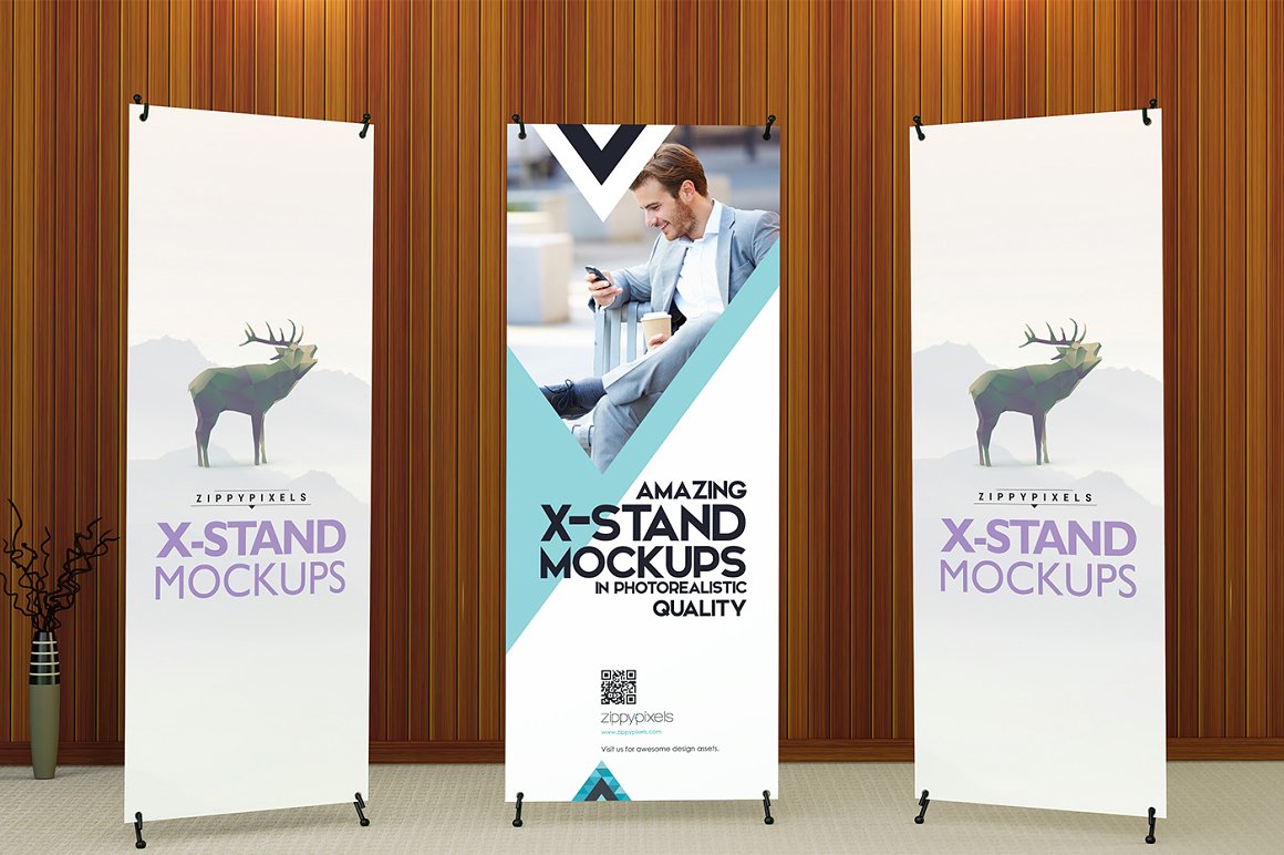 14个高品质X展架易拉宝设计PS智能贴图样机模板 XStand & Rollup Banner Mockups Vol.1_img_2