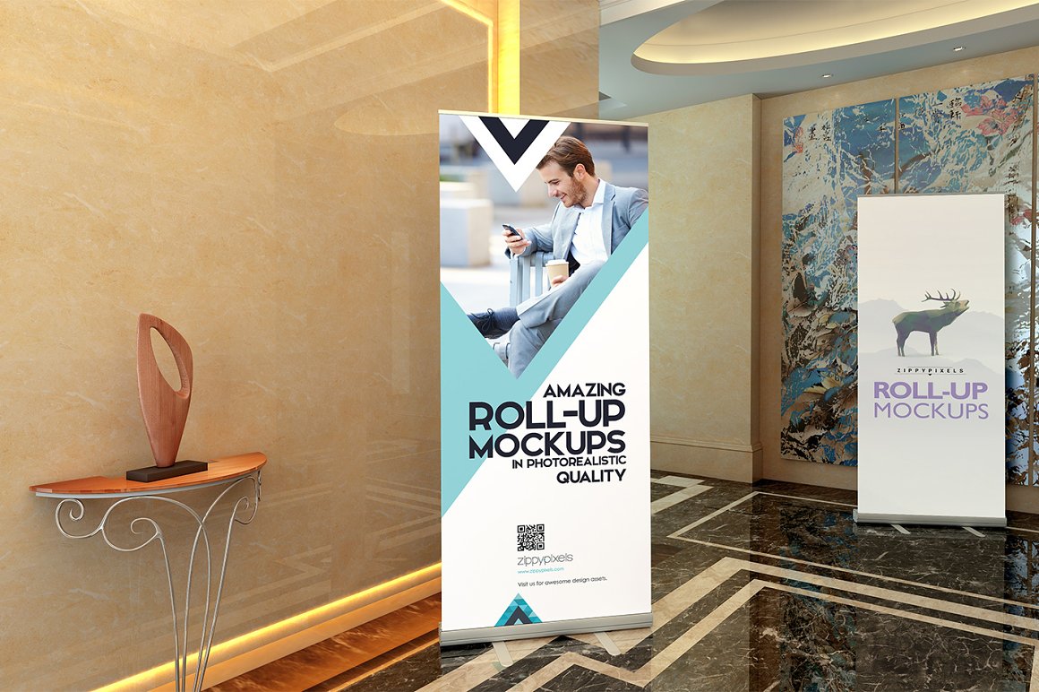 14个高品质X展架易拉宝设计PS智能贴图样机模板 XStand & Rollup Banner Mockups Vol.1_img_2