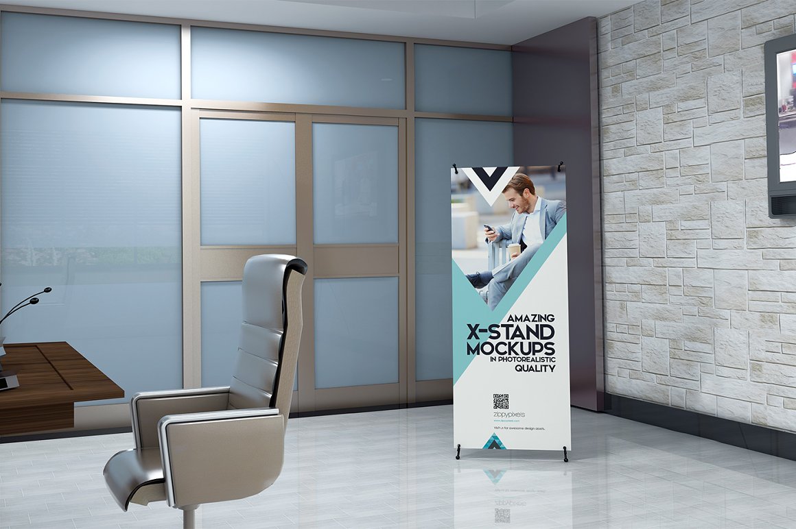 14个高品质X展架易拉宝设计PS智能贴图样机模板 XStand & Rollup Banner Mockups Vol.1_img_2