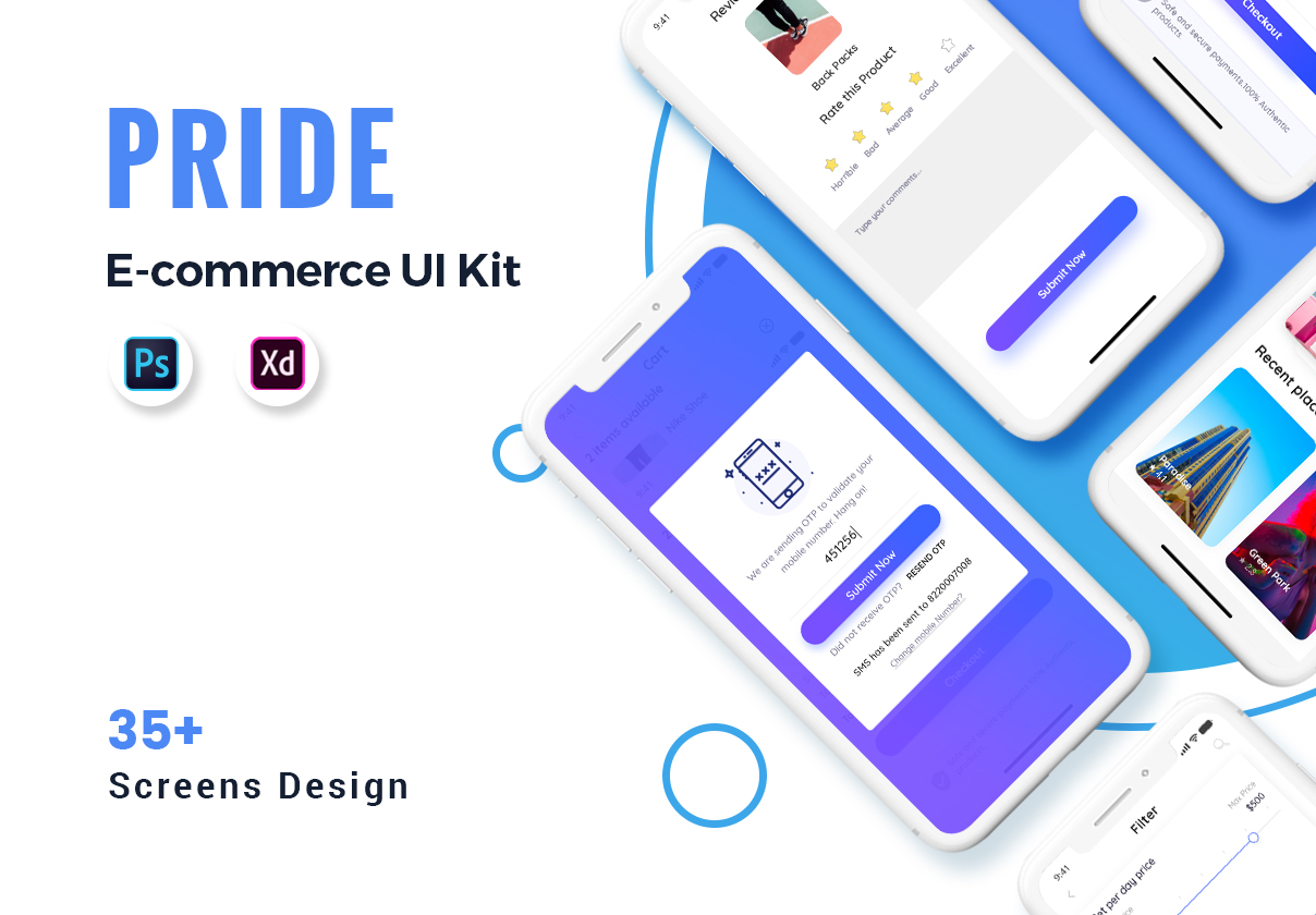 电子商务商城APP应用界面设计UI套件素材 Pride E-Commerce App Mobile UI Kit_img_2