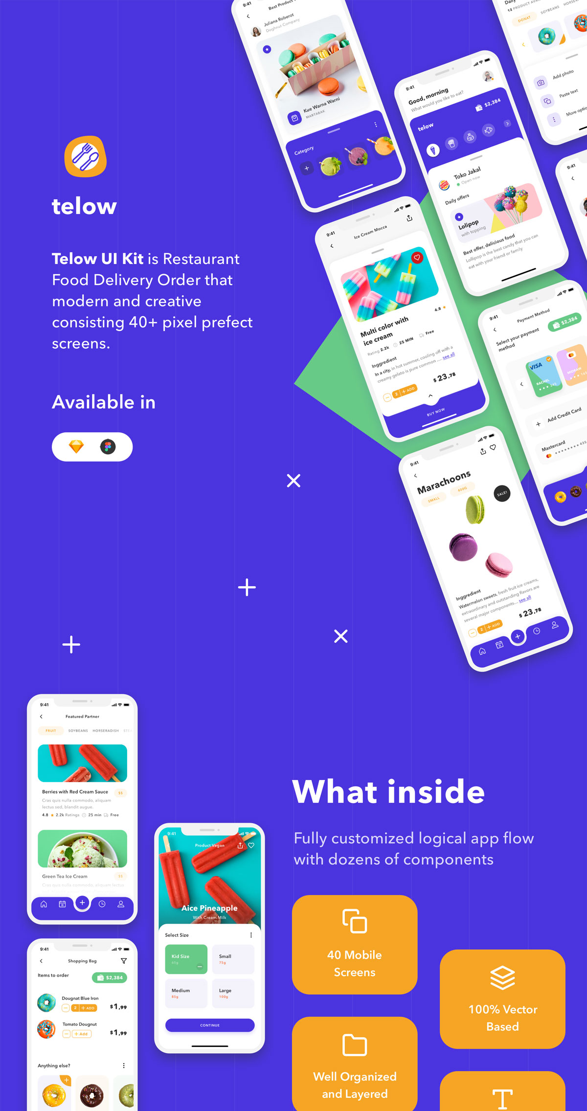 时尚食品美食餐饮外卖APP应用界面设计UI套件 Telow UI Kit_img_2