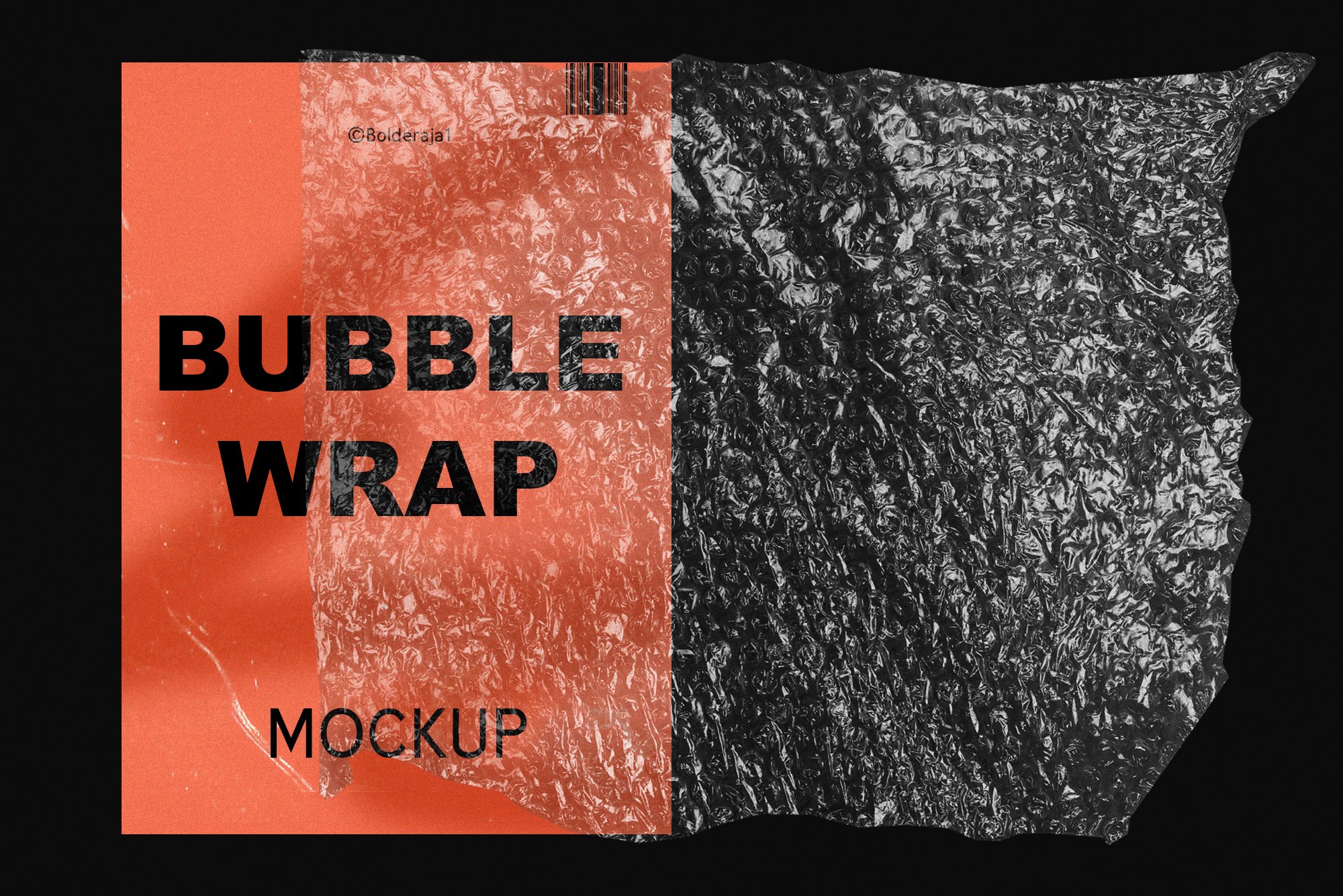 12款潮流褶皱透明塑料气泡防震气垫膜包装Ps设计素材 Bubble Wrap Mockup Textures_img_2