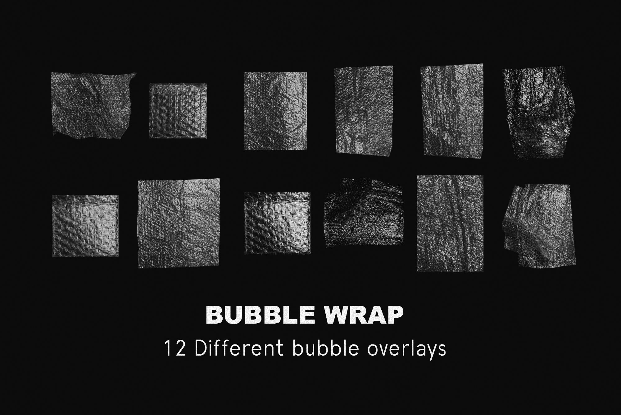 12款潮流褶皱透明塑料气泡防震气垫膜包装Ps设计素材 Bubble Wrap Mockup Textures_img_2