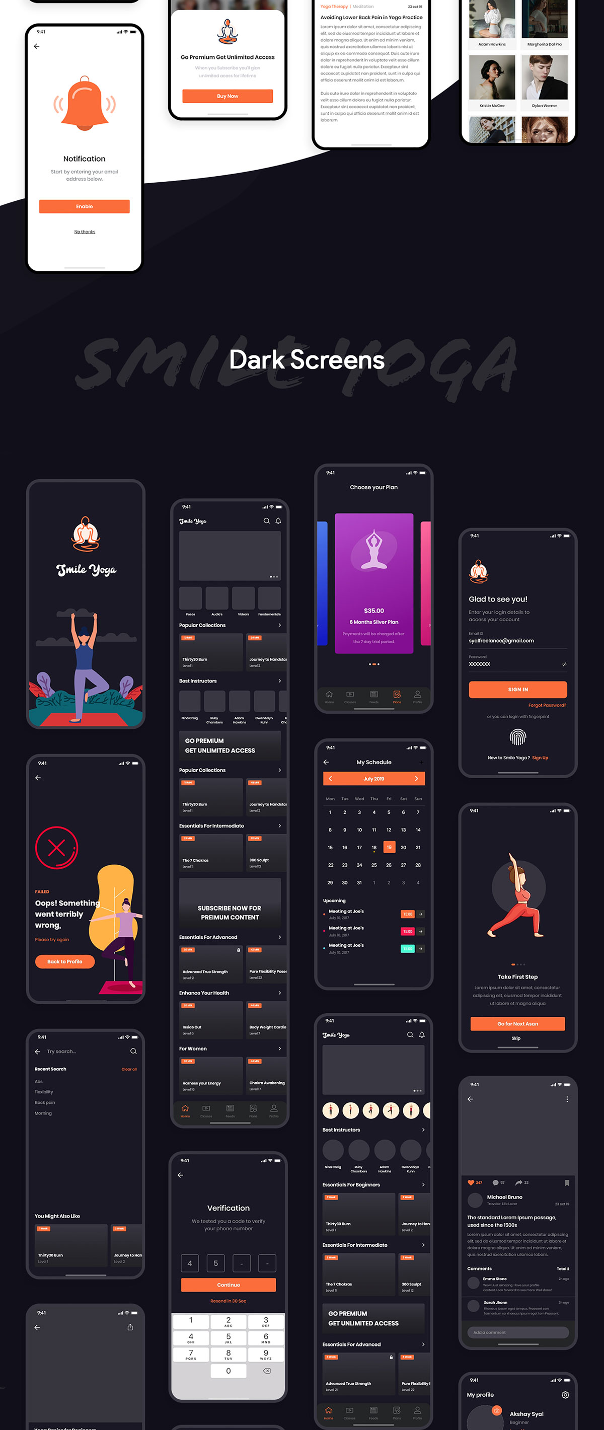 高品质微笑瑜伽健身APP界面设计UI套件 Smile 2.0 - Yoga UI Kit_img_2