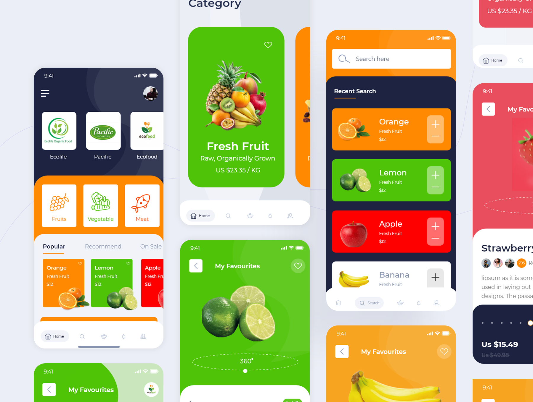 高品质食品美食外卖APP应用程序界面设计UI套件 Organic Food Order App Design_img_2