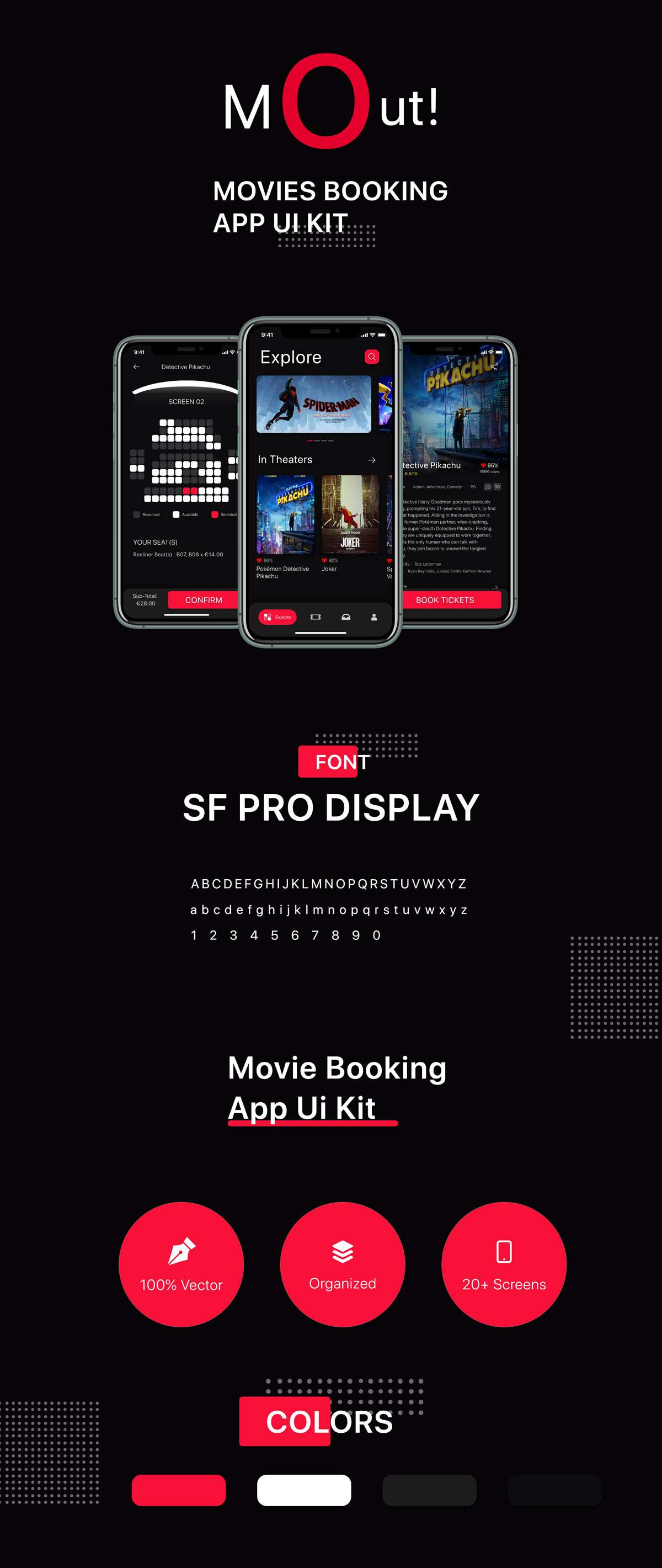 高质量电影影院购票座位预订软件APP界面设计UI套件素材 MovieOut App Ui Kit_img_2