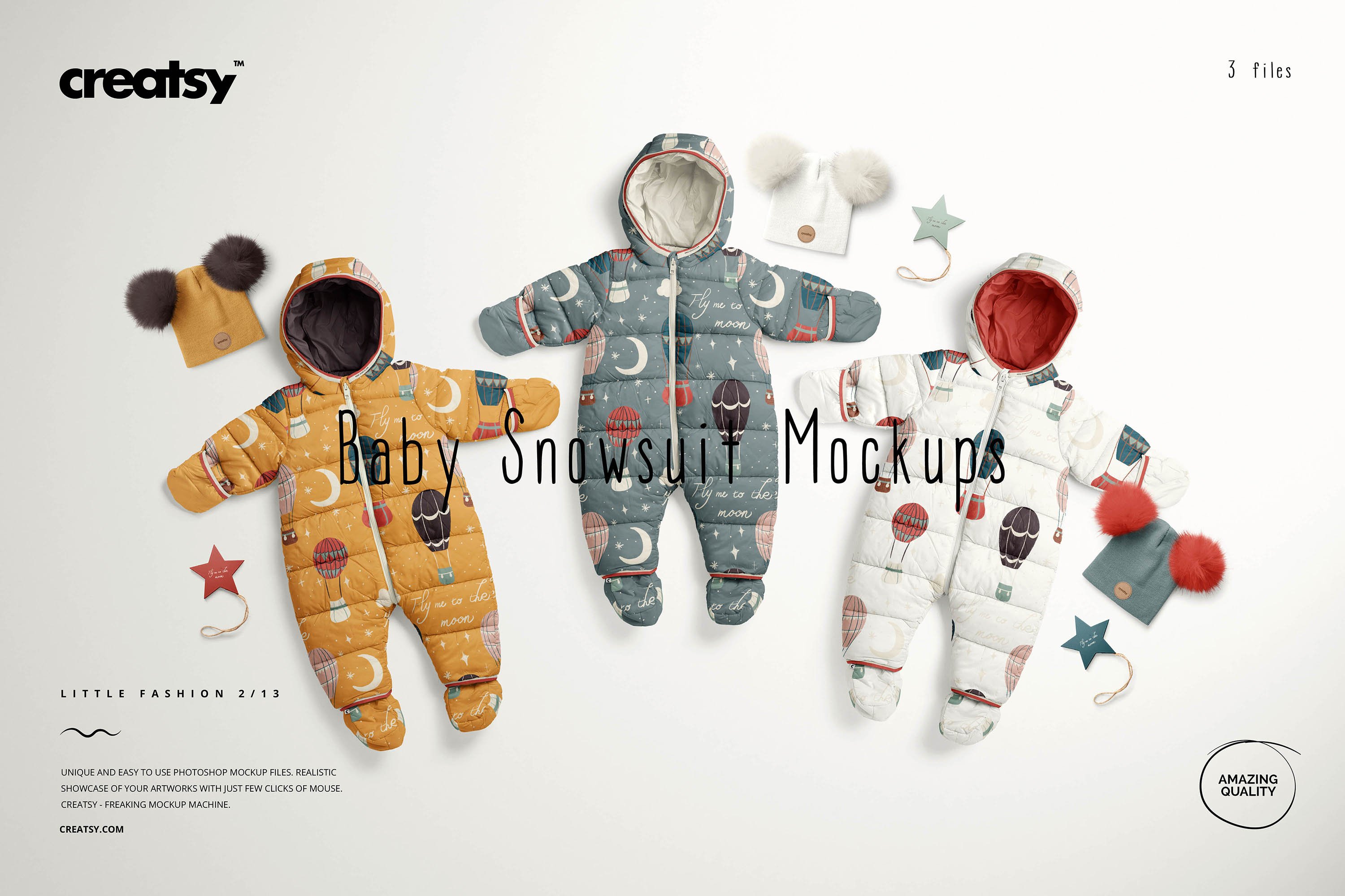 时尚婴儿连帽棉服印花图案设计样机合集 Baby Snowsuit Mockup Set_img_2