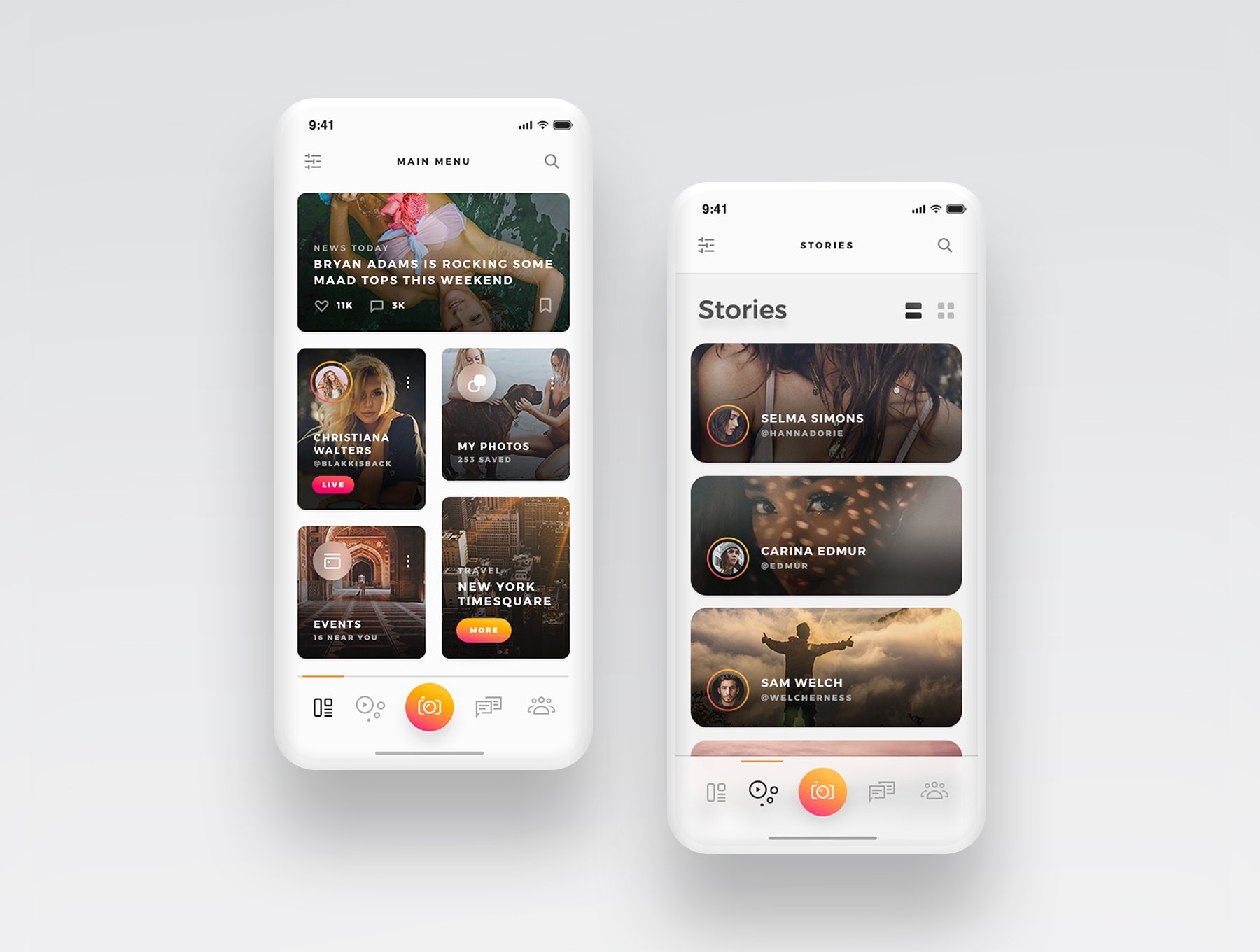 现代简约摄影作品集社交APP界面设计UI套件 Arnelle - Gallery & Stories App UI Kit_img_2