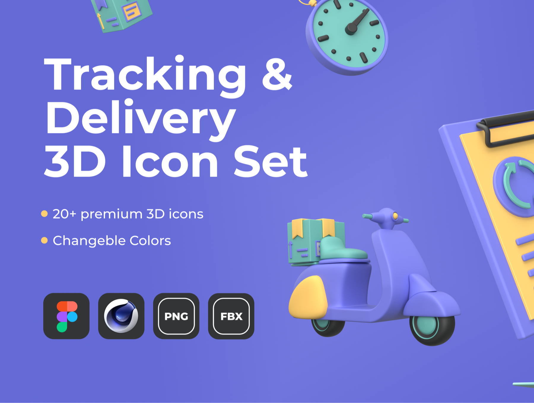 时尚快递运输APP设计3D图标设计素材合集 Tracking & Delivery 3D Icon Set_img_2