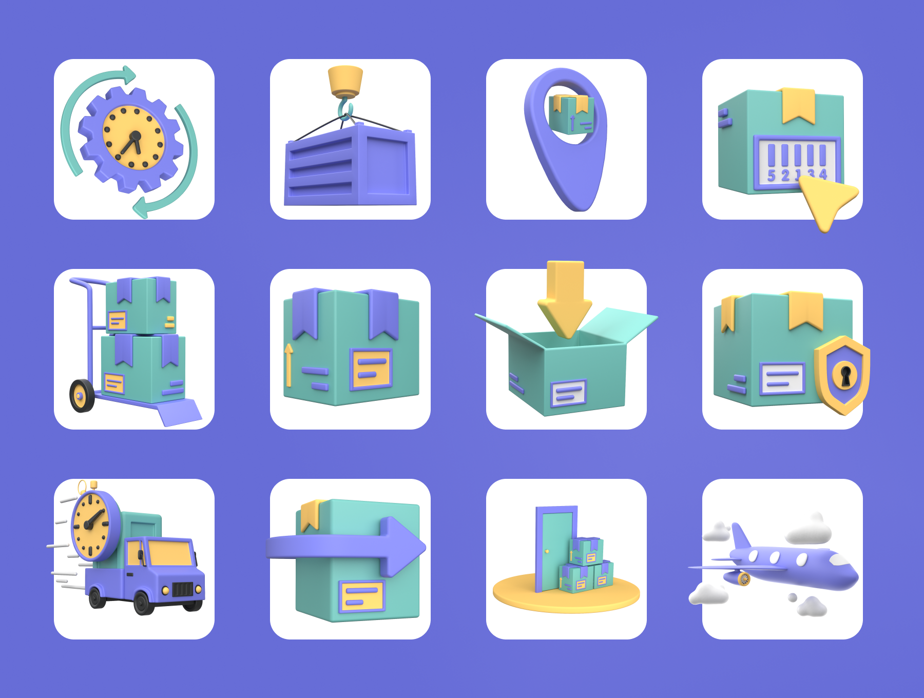 时尚快递运输APP设计3D图标设计素材合集 Tracking & Delivery 3D Icon Set_img_2