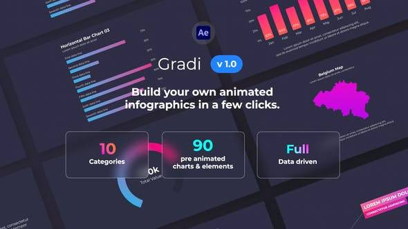 数据图表绘制制作效果AE模板 Videohive - Gradi - Gradient Infographics_img_3