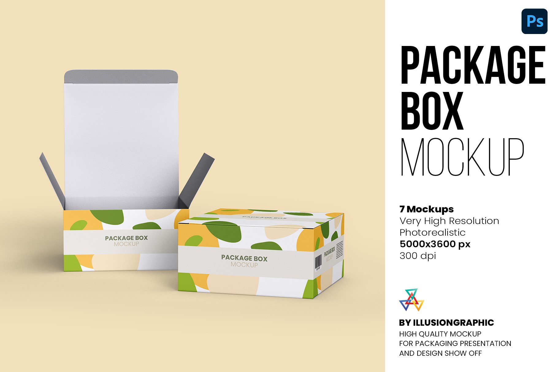 7款逼真产品包装纸盒设计贴图样机模板 Package Box Mockup - 7 Views_img_2