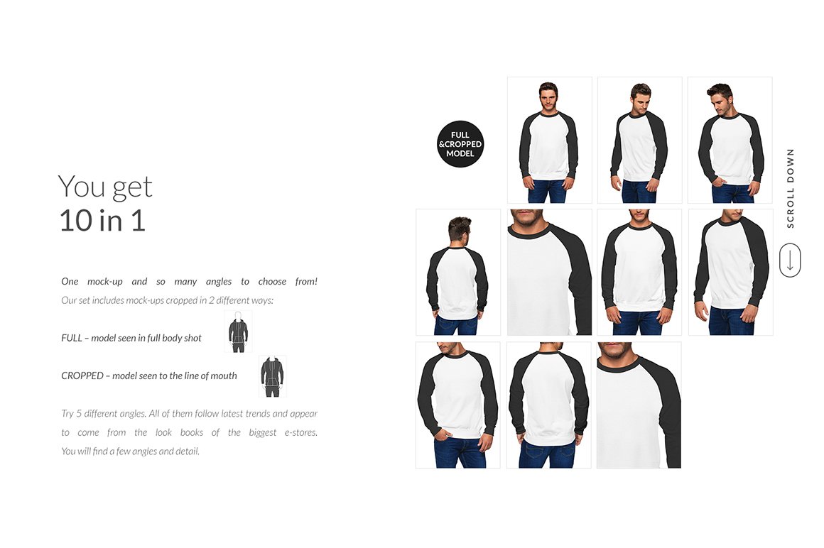 22个极简男士插肩造型半袖T恤设计展示样机模板合集 Men Raglan T-shirt Mock-ups Set_img_2