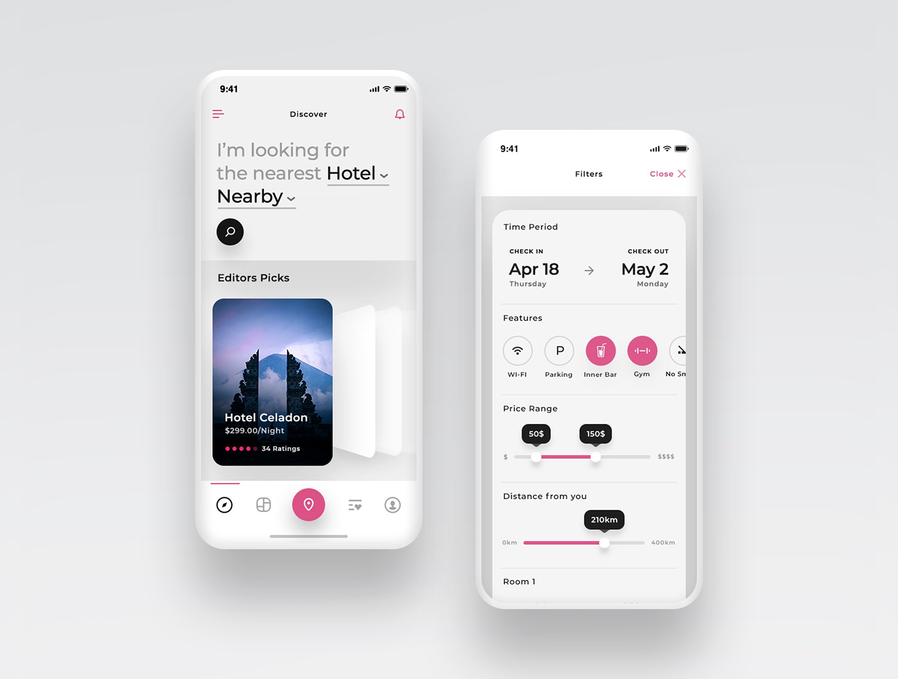 多功能旅行酒店预订APP应用界面设计UI套件素材 Bryana - Hotel Booking App UI Kit_img_2