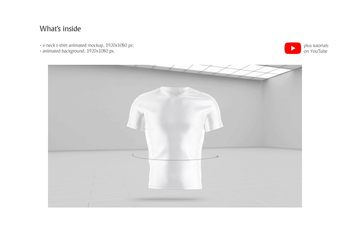 时尚V领半袖T恤印花图案设计动画演示样机素材 V-neck T-shirt Animated Mockup_img_2