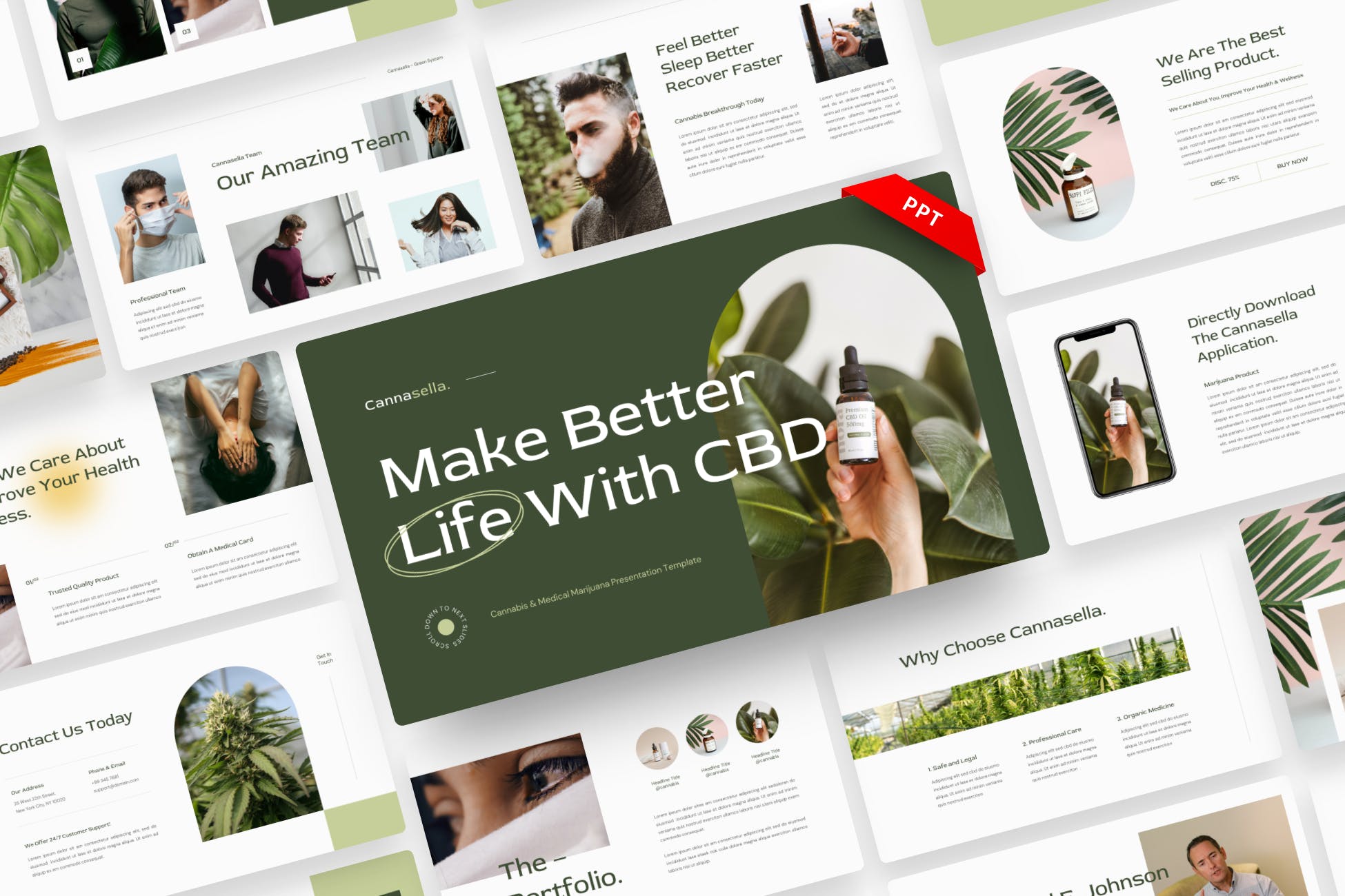 现代简约医疗作品集演示文稿设计Keynote+ppt模板 Cannabis & Medical Marijuana Keynote+ppt Template_img_2