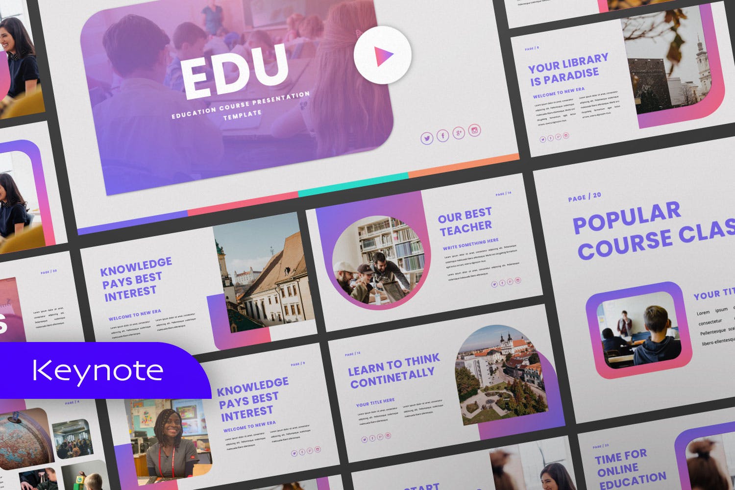 时尚创意教育营销策划演示文稿设计Keynote模板 Edu Creative Keynote Presentation Template_img_2