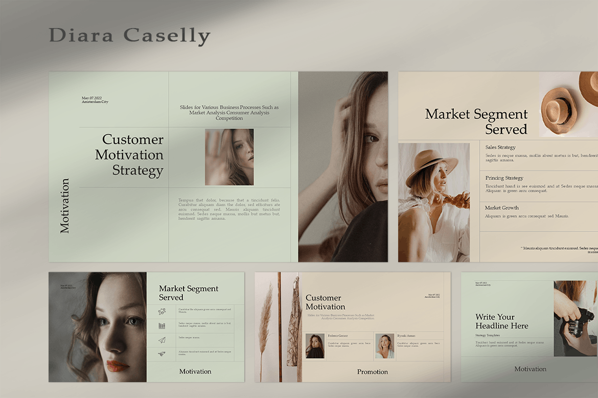 时尚品牌营销提案简报设计ppt模板 Diara Caselly PowerPoint Templates_img_2