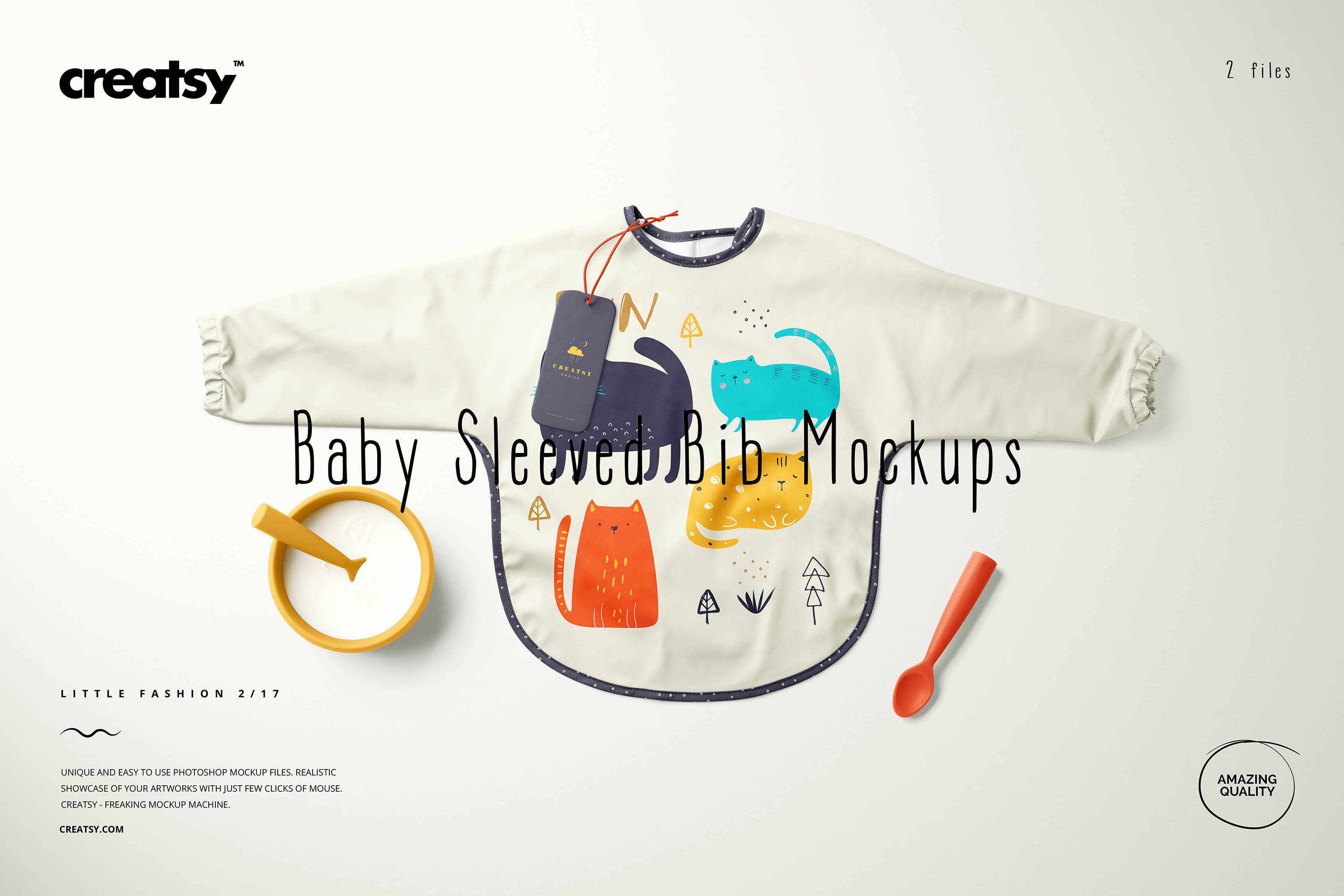 时尚婴儿袖围兜印花图案设计样机模板合集 Baby Sleeved Bib Mockup Set_img_2