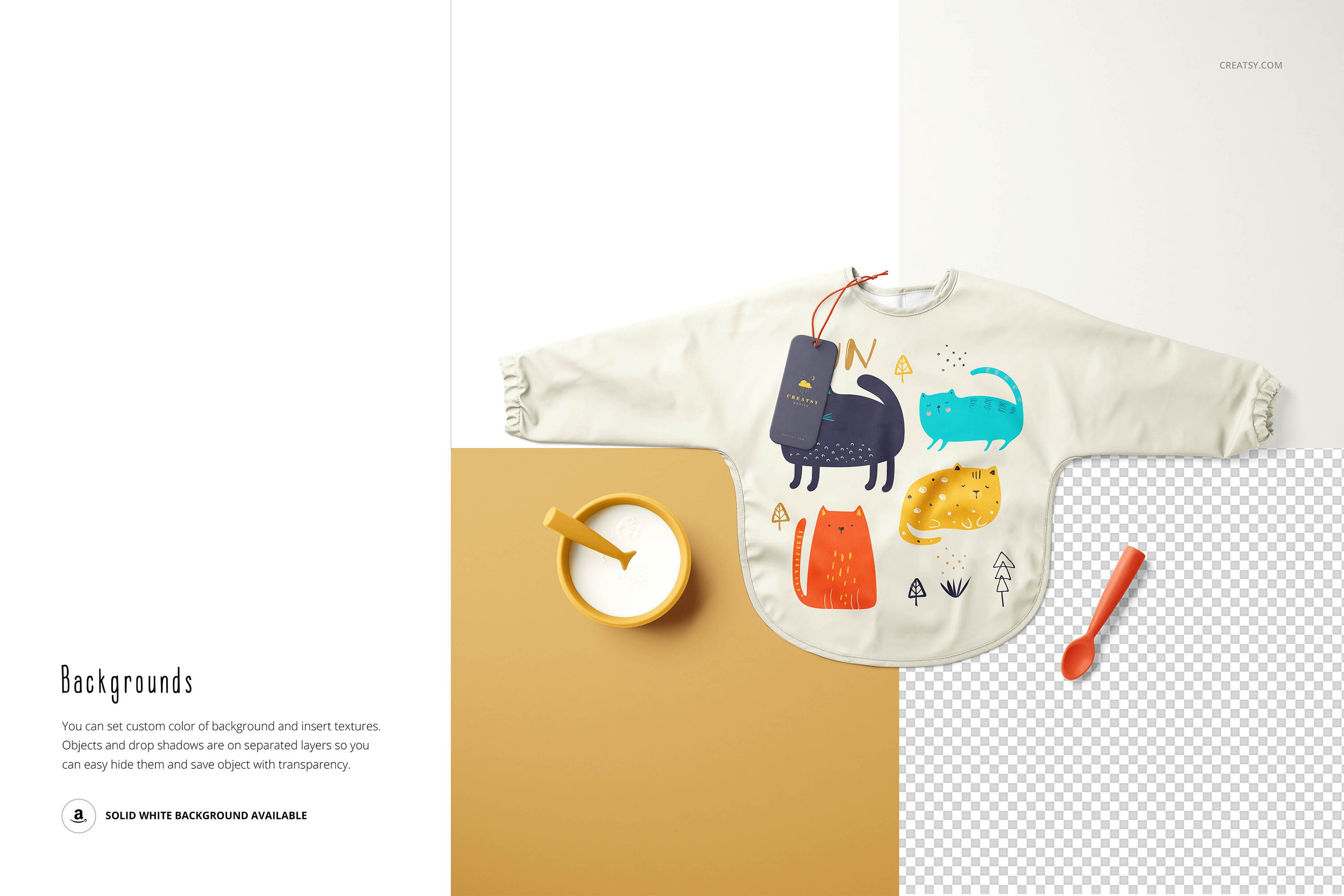 时尚婴儿袖围兜印花图案设计样机模板合集 Baby Sleeved Bib Mockup Set_img_2