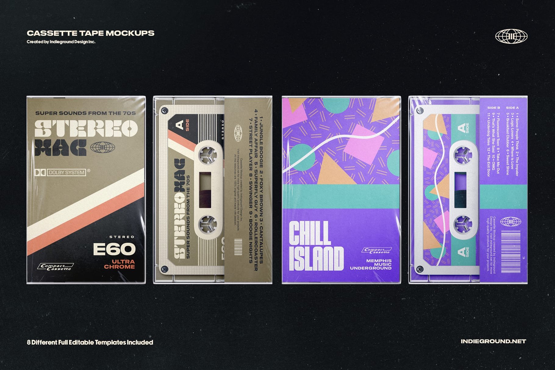 炫酷复古盒式磁带标签包装盒设计PS贴图样机素材 Cassette Tape Mockups_img_2