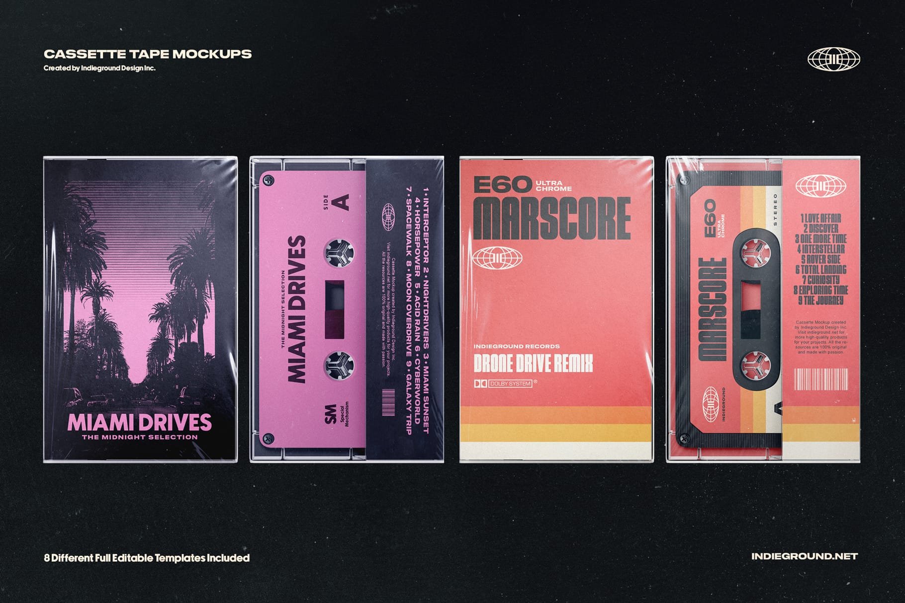 炫酷复古盒式磁带标签包装盒设计PS贴图样机素材 Cassette Tape Mockups_img_2