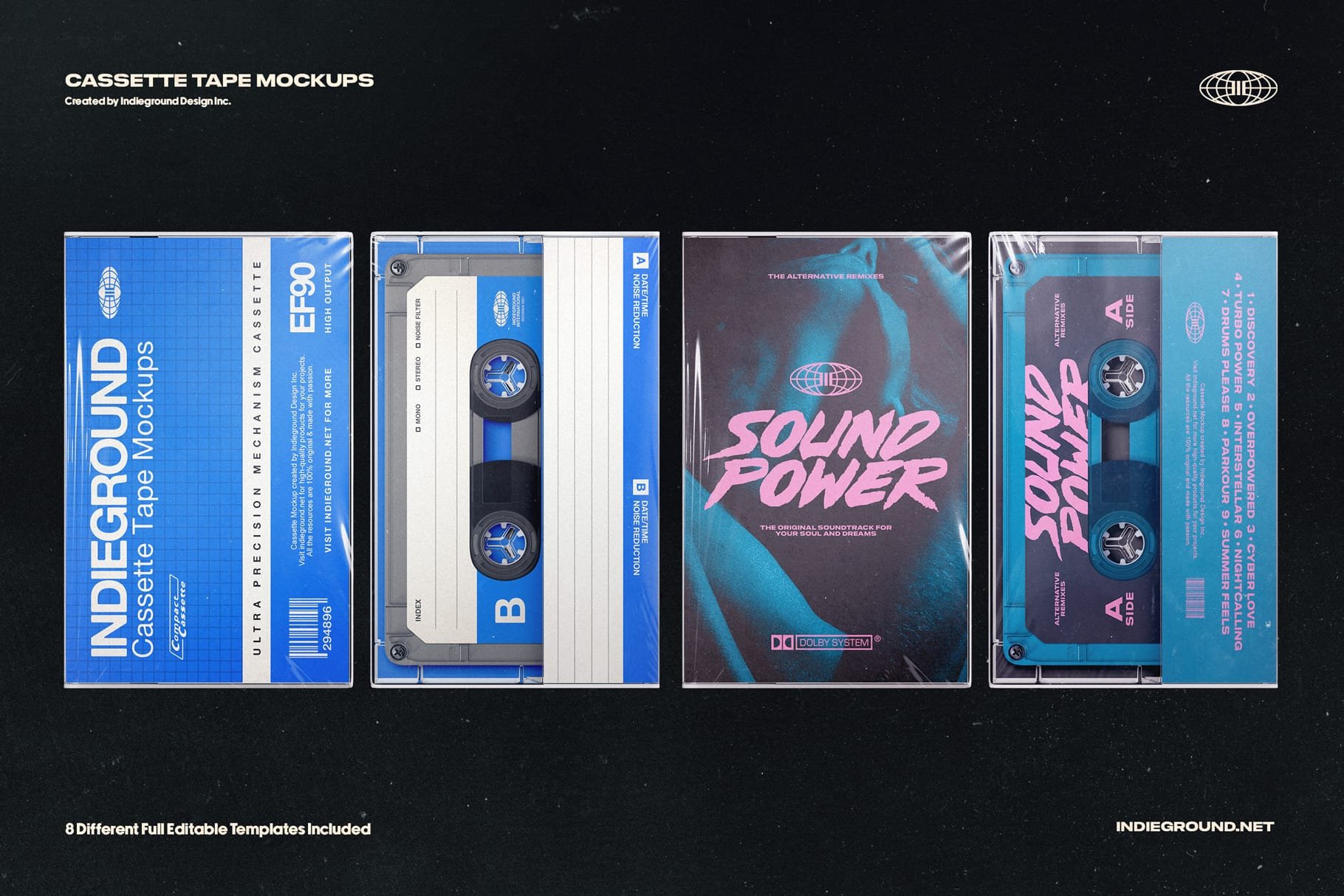 炫酷复古盒式磁带标签包装盒设计PS贴图样机素材 Cassette Tape Mockups_img_2