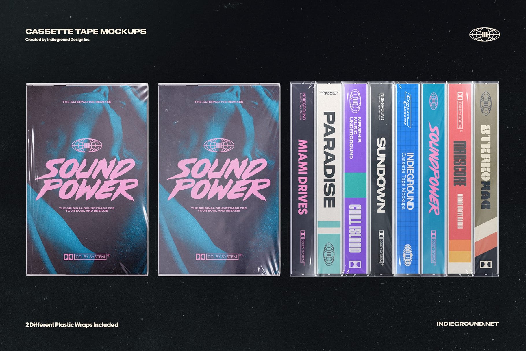 炫酷复古盒式磁带标签包装盒设计PS贴图样机素材 Cassette Tape Mockups_img_2