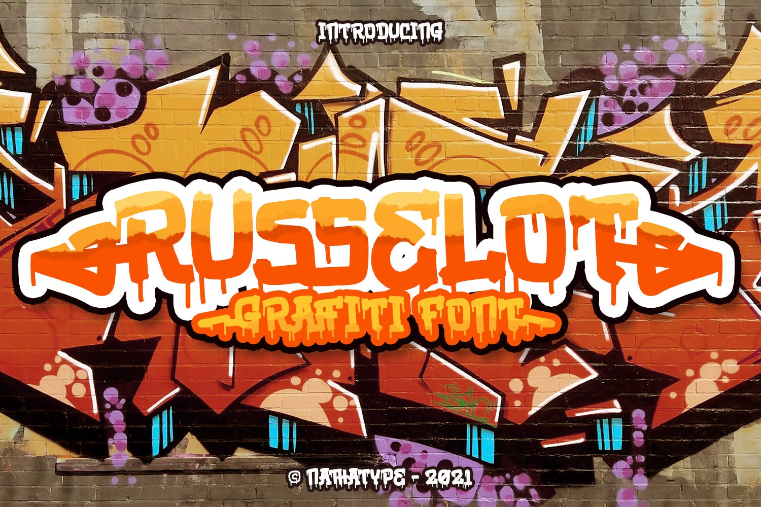 时尚涂鸦风格杂志海报徽标logo设计手写英文字体 Russelot_img_2