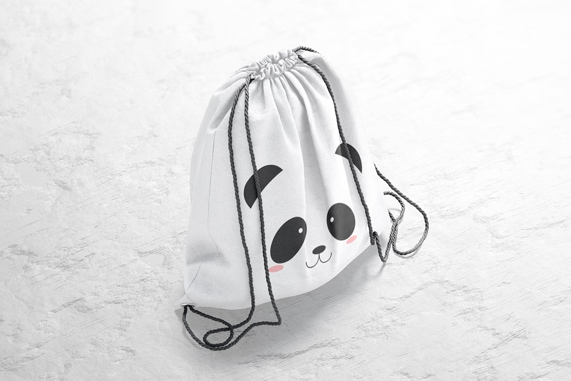 束带袋背包包裹印花图案设计贴图样机模板 Drawstring Backpack Mockup_img_2