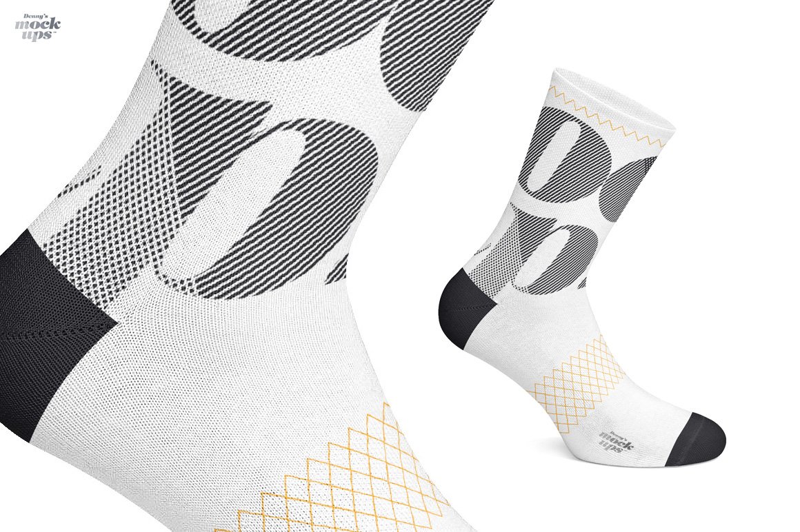 高品质骑行袜子印花图案设计贴图样机 Cycling Socks 3 Types Mockup_img_2