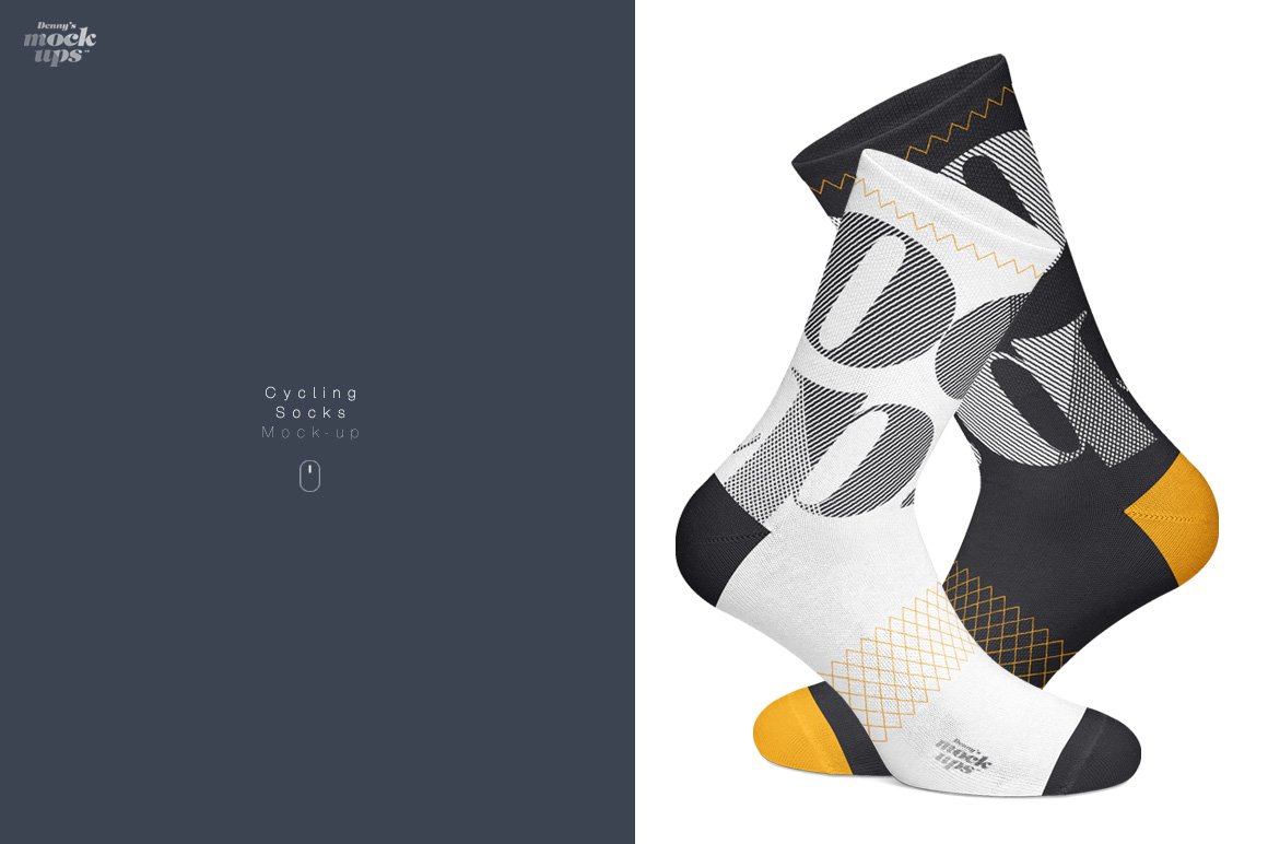 高品质骑行袜子印花图案设计贴图样机 Cycling Socks 3 Types Mockup_img_2