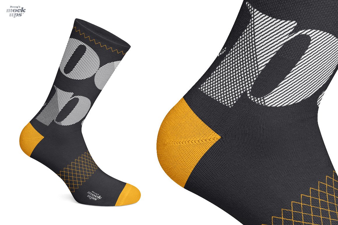 高品质骑行袜子印花图案设计贴图样机 Cycling Socks 3 Types Mockup_img_2