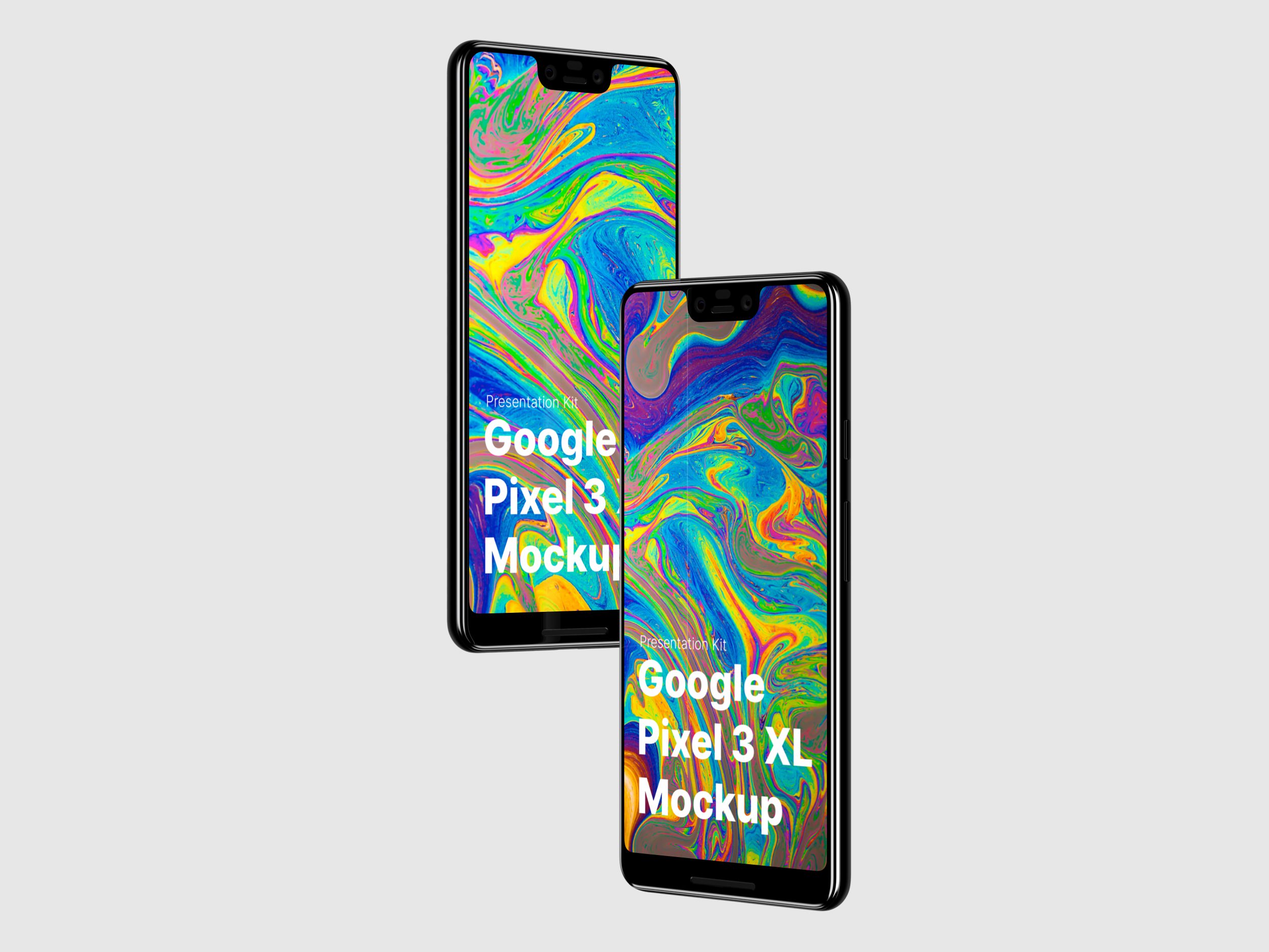 高质量谷歌Google Pixel 3手机屏幕APP界面设计演示样机 Google Pixel 3 XL Mockups_img_2