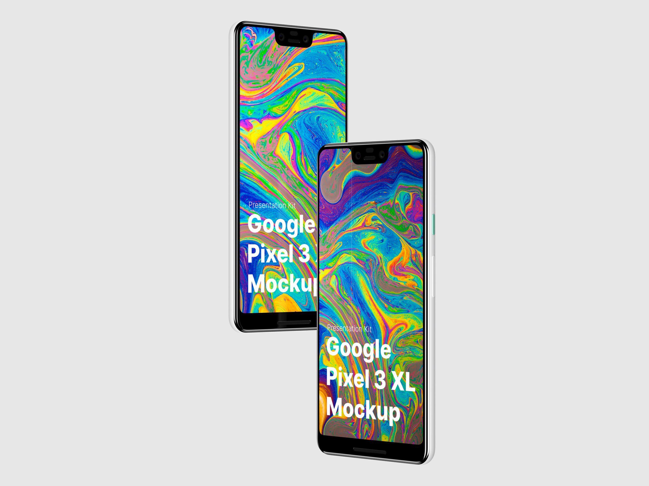 高质量谷歌Google Pixel 3手机屏幕APP界面设计演示样机 Google Pixel 3 XL Mockups_img_2