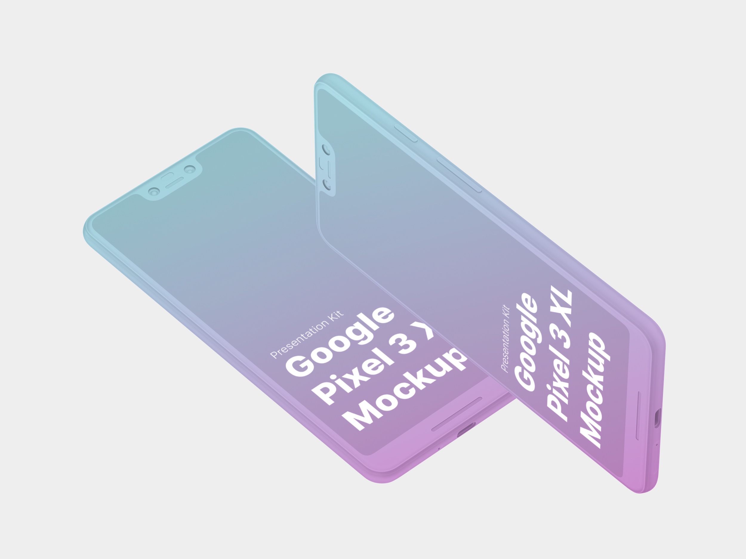 高质量谷歌Google Pixel 3手机屏幕APP界面设计演示样机 Google Pixel 3 XL Mockups_img_2