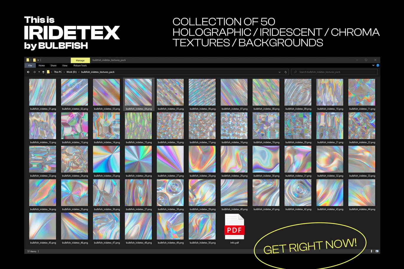 50款时尚全息渐变虹彩创意海报设计背景图片素材 Iridetex - Holographic Iridescent Textures Pack_img_2