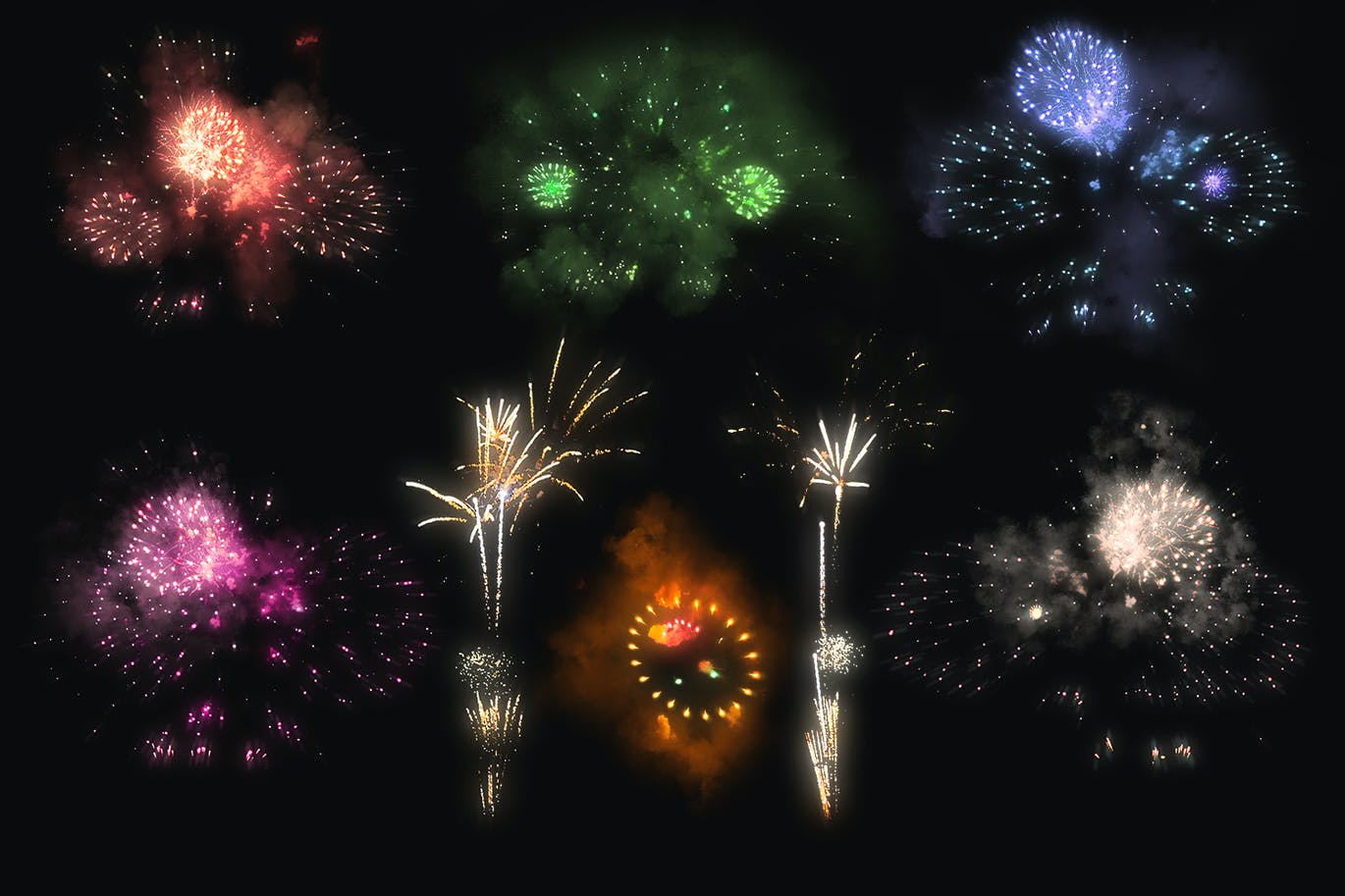 100个魔幻烟花叠加背景图片设计素材 100 Firework Overlays_img_2