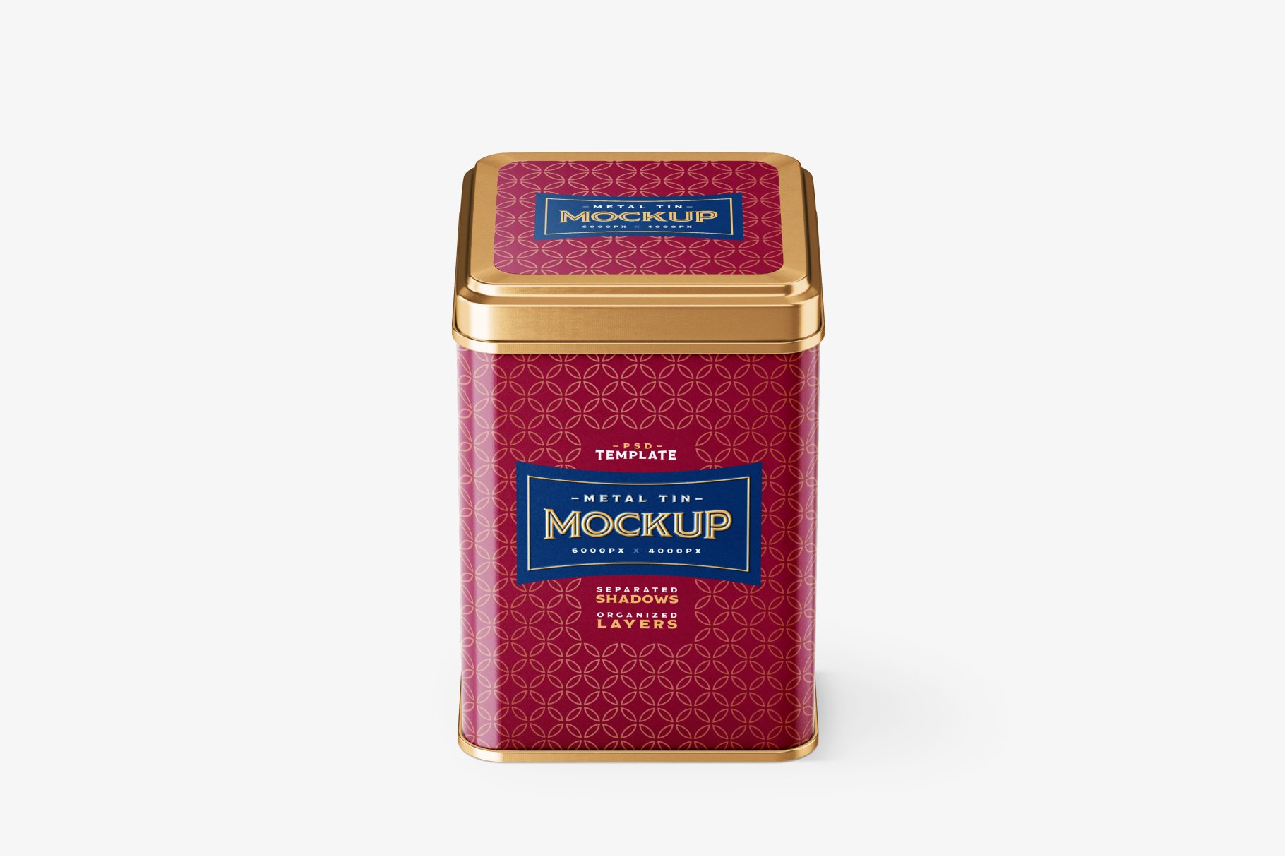 13款时尚方形食品茶叶金属锡罐设计PS贴图样机模板 Square Tin Can Mockup Set_img_2