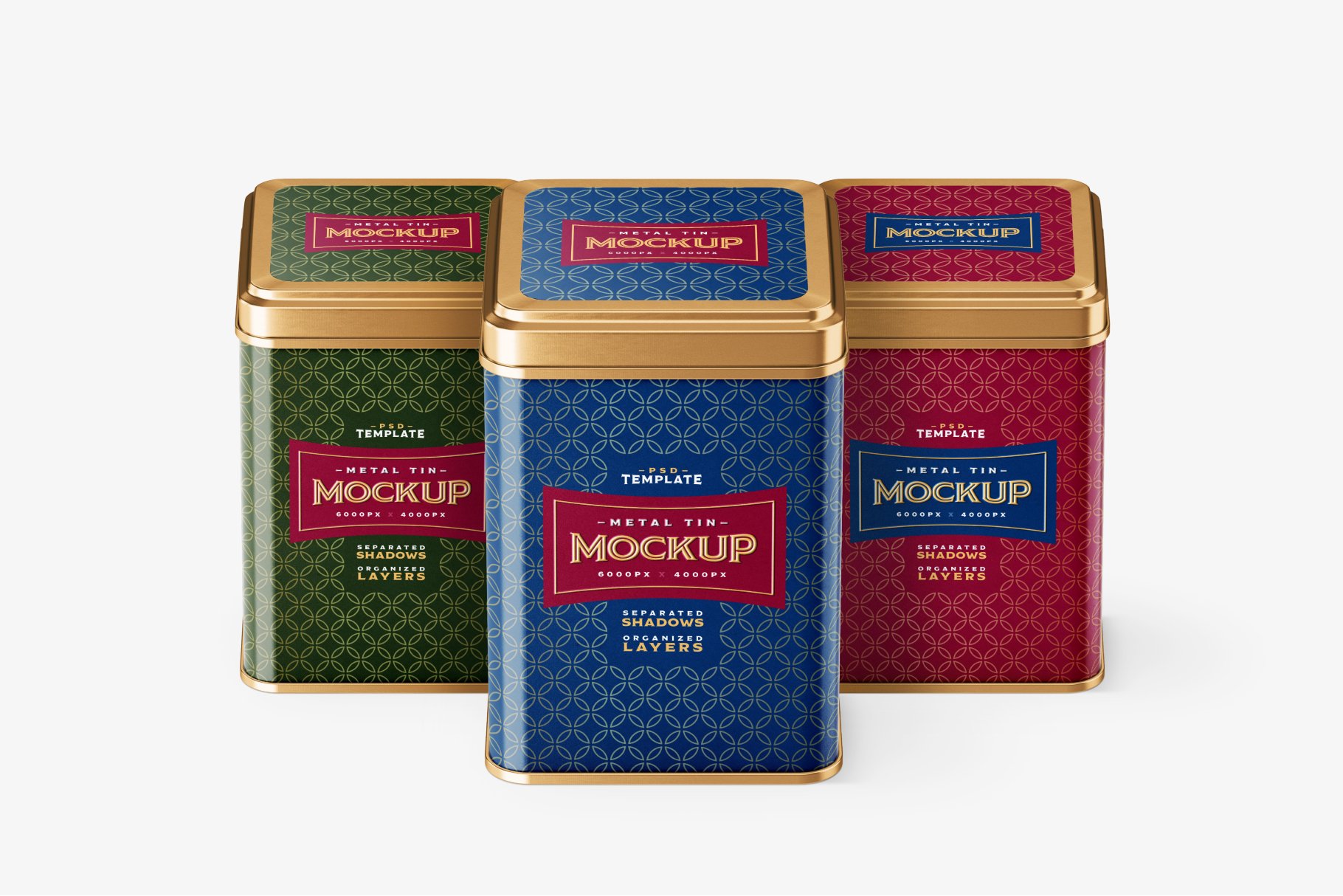 13款时尚方形食品茶叶金属锡罐设计PS贴图样机模板 Square Tin Can Mockup Set_img_2